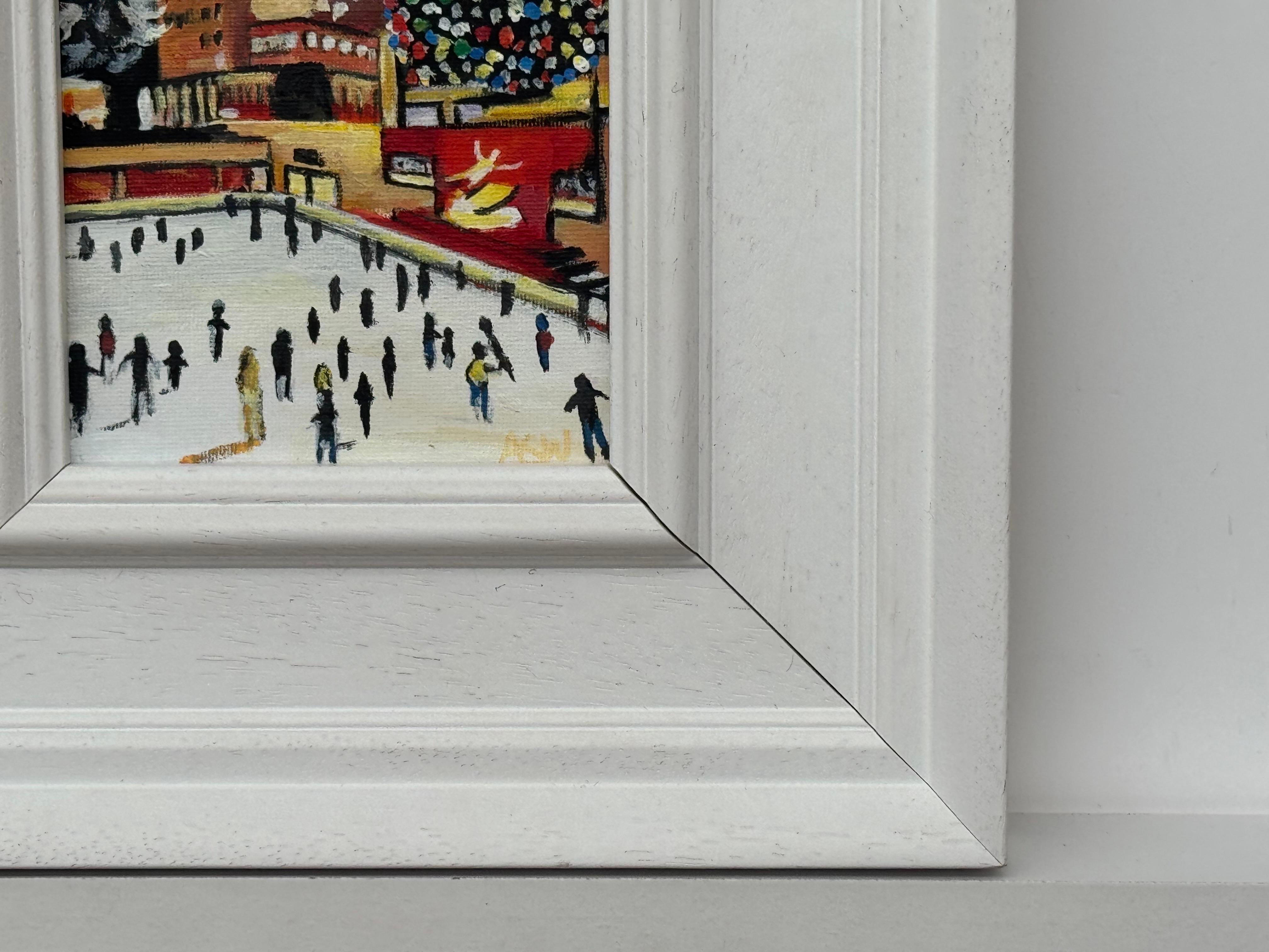 Miniature Original Painting Art Study of Central Park Christmas New York City For Sale 2