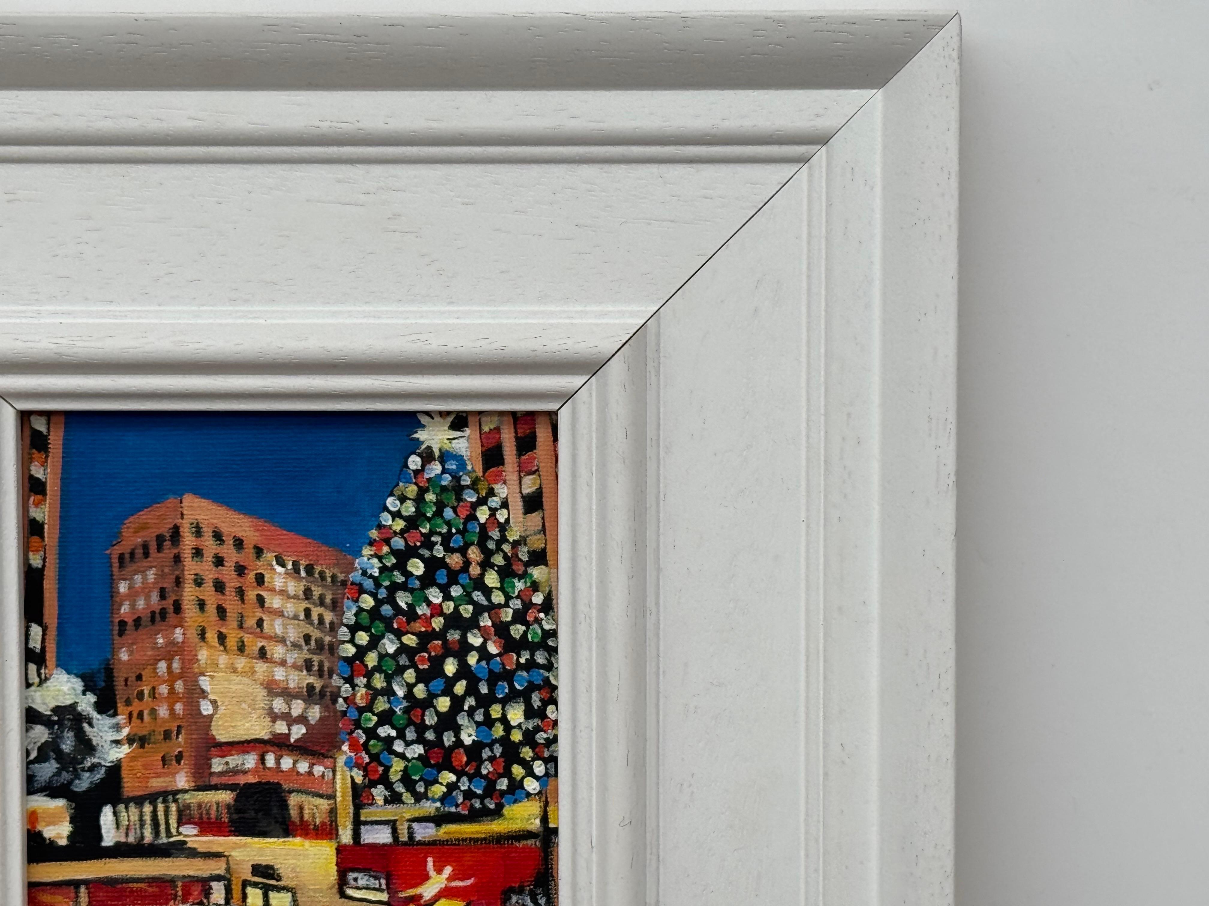 Miniature Original Painting Art Study of Central Park Christmas New York City For Sale 4