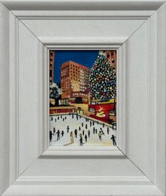 Miniature Original Painting Art Study of Central Park Christmas New York City