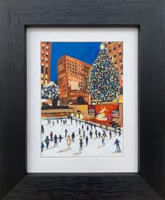 Miniature Original Painting of Central Park Christmas New York by British Artist