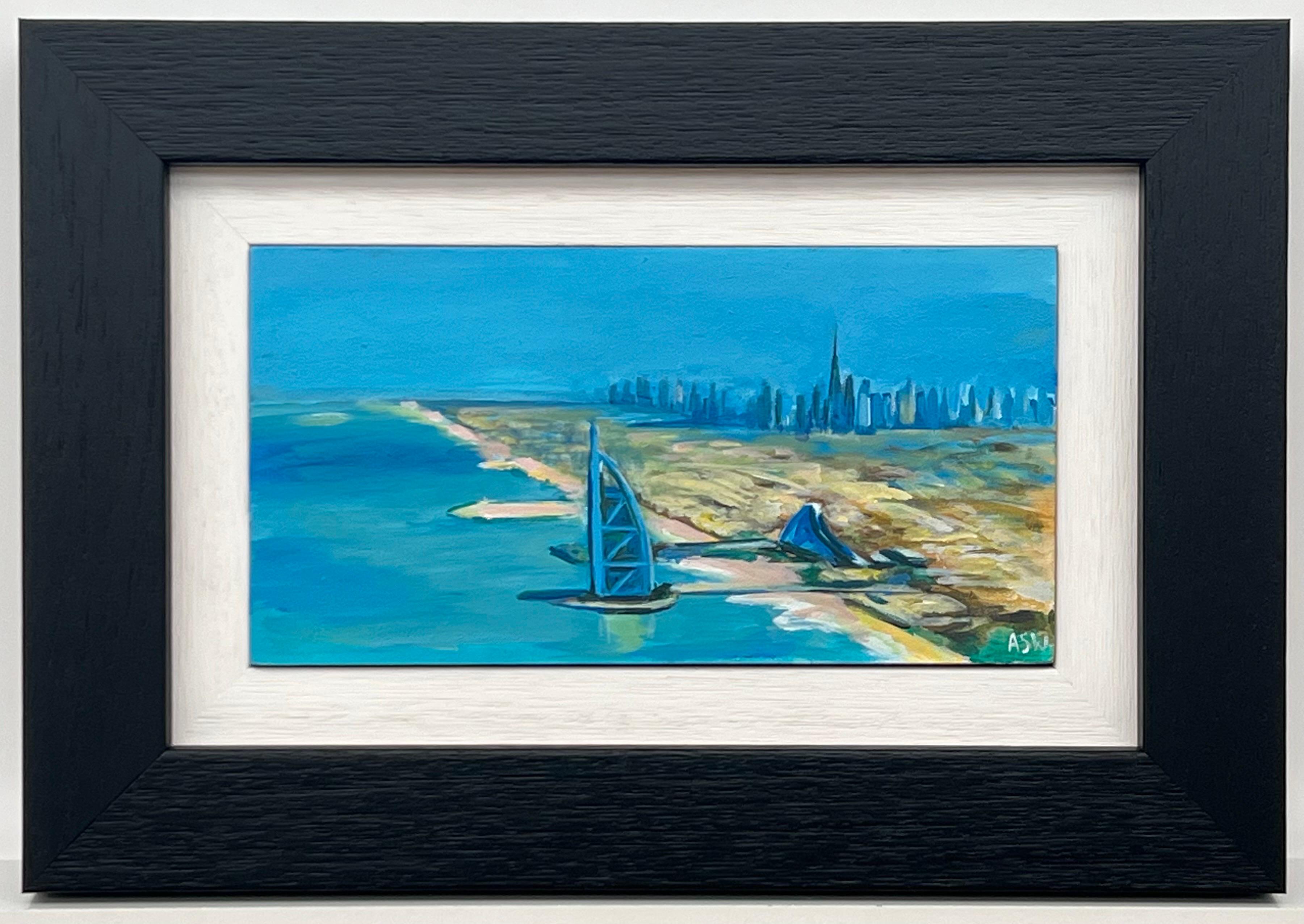 Miniature Painting of City of Dubai United Arab Emirates UAE by British Artist For Sale 8