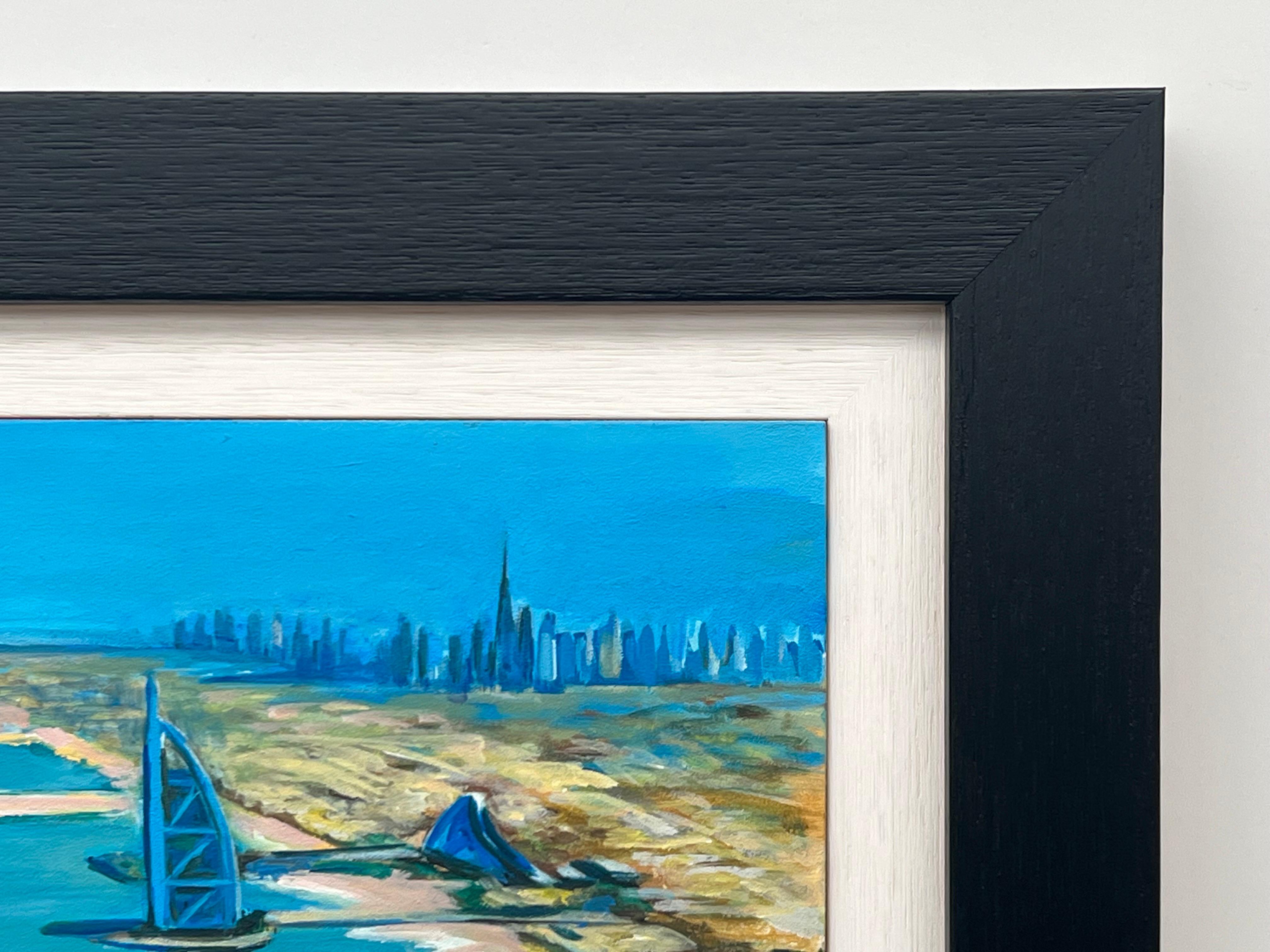 Peinture Miniature de la ville de Dubaï Emirats Arabes Unis EAU par un Artiste Britannique en vente 14