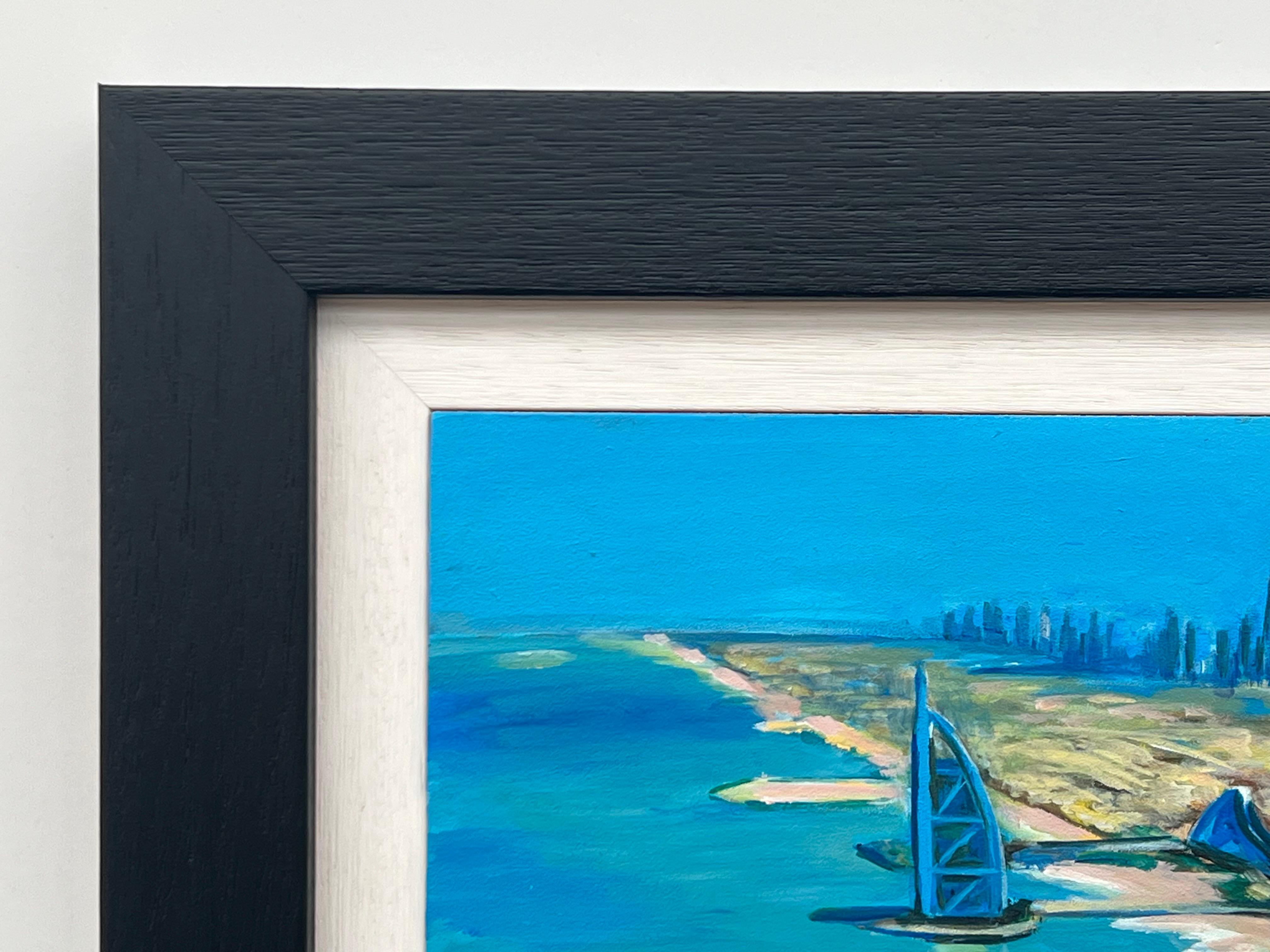 Miniature Painting of City of Dubai United Arab Emirates UAE by British Artist For Sale 2