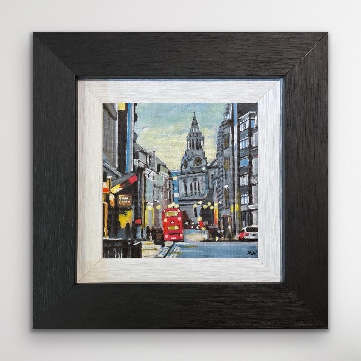 Peinture miniature de l'horloge de la cathédrale St Paul à Londres par l'Artiste de la ville britannique - un original unique de l'Artiste de la ville contemporaine de premier plan, Angela Wakefield. Fait partie de la Collectional. 

L'œuvre d'art