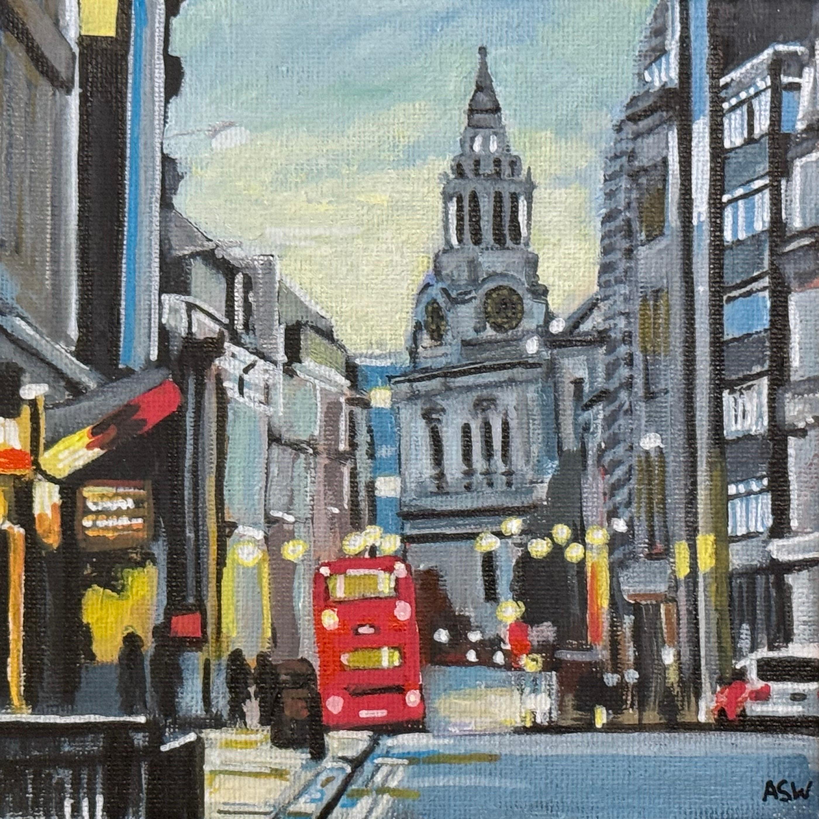 Peinture miniature de l'horloge de la cathédrale St Paul à Londres par un artiste britannique de la ville en vente 1