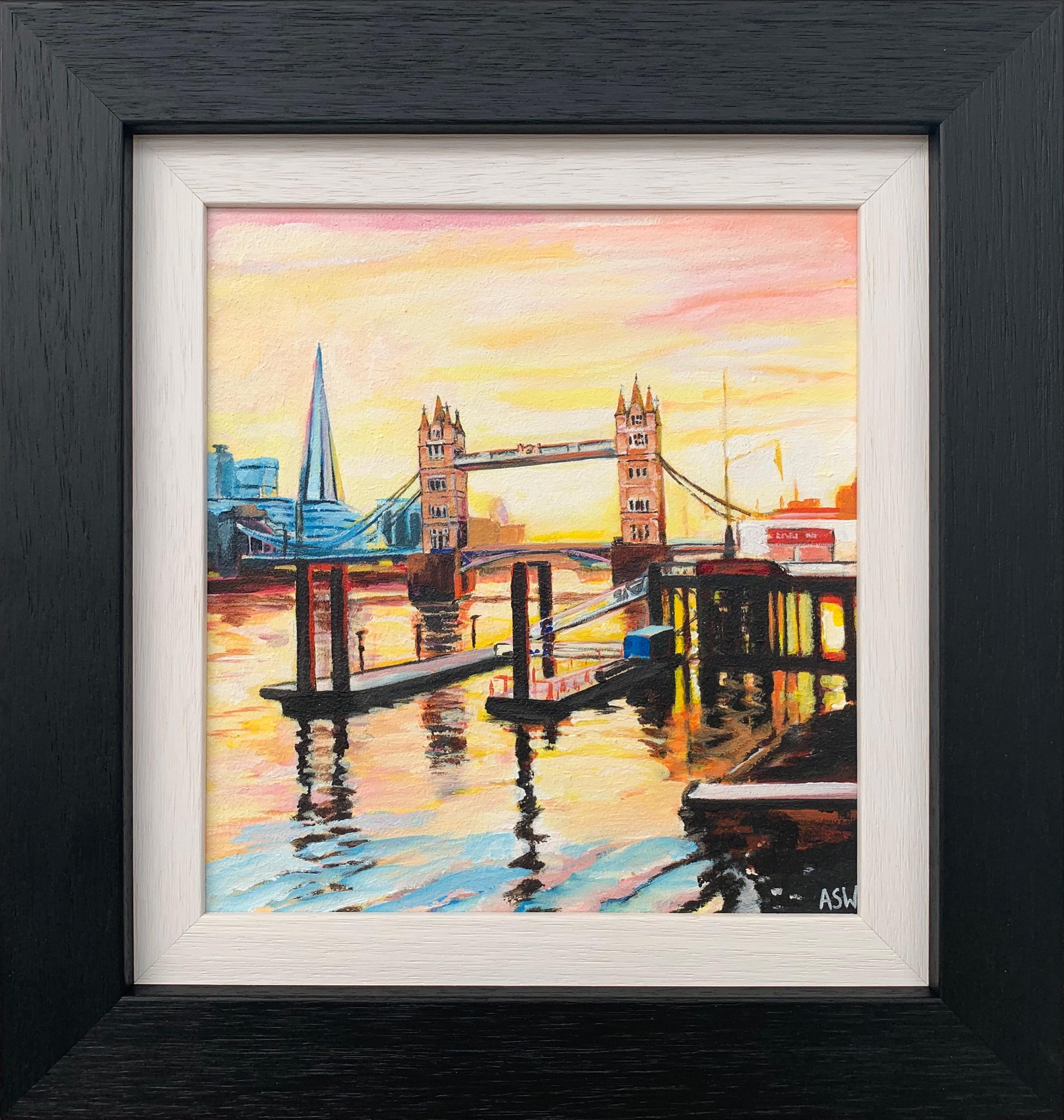 Miniature Painting of Shard & Tower Bridge London by British Contemporary Artist
