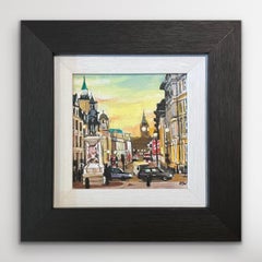 Miniature Painting of Trafalgar Square London Westminster by British City Artist