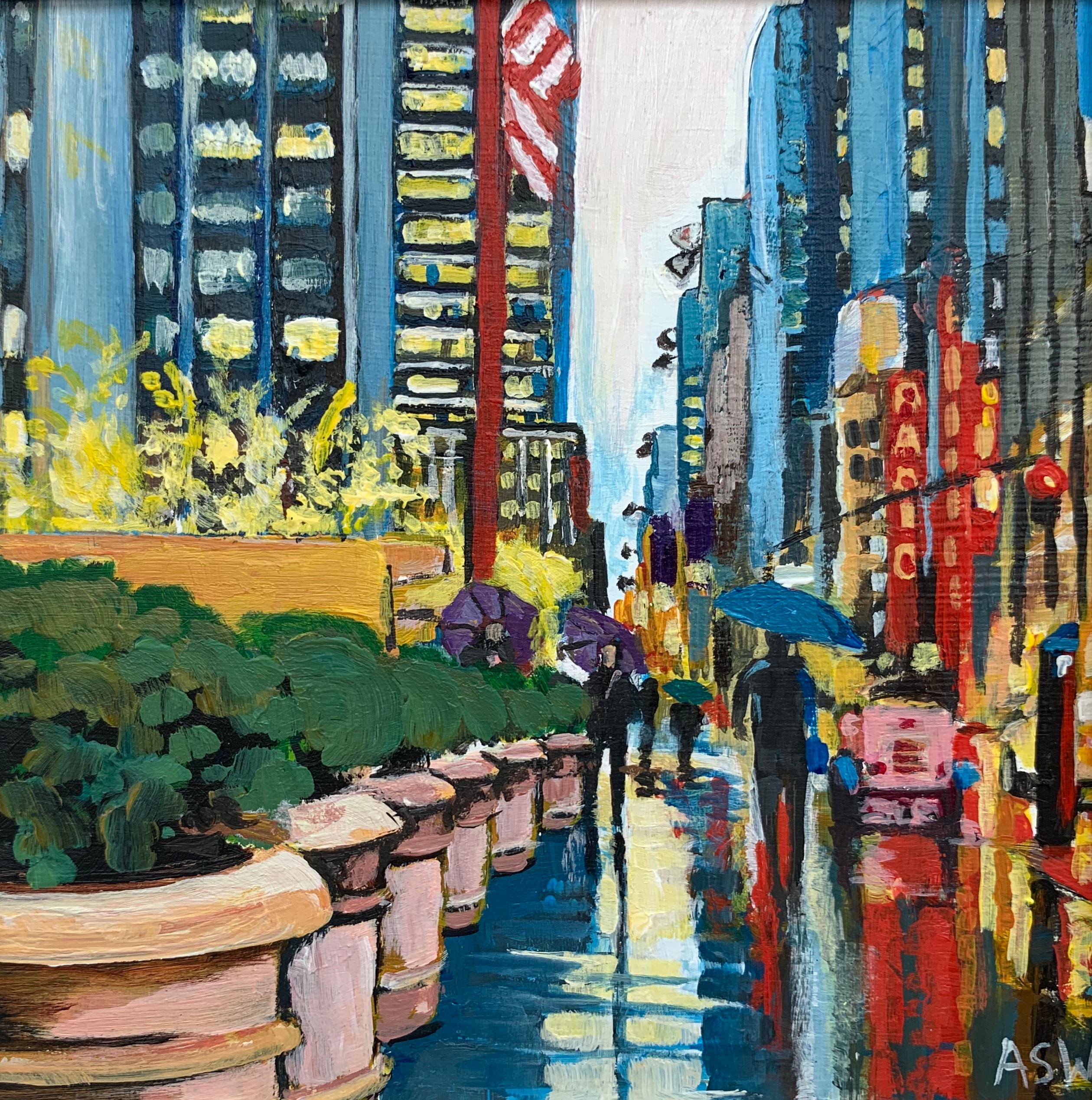 Miniature Painting of Radio City Music Hall, New York City - a unique original from leading British Cityscape Artist, Angela Wakefield.

Art measures 5 x 5 inches
Frame measures 9 x 9 inches

Angela Wakefield has twice been on the front cover of