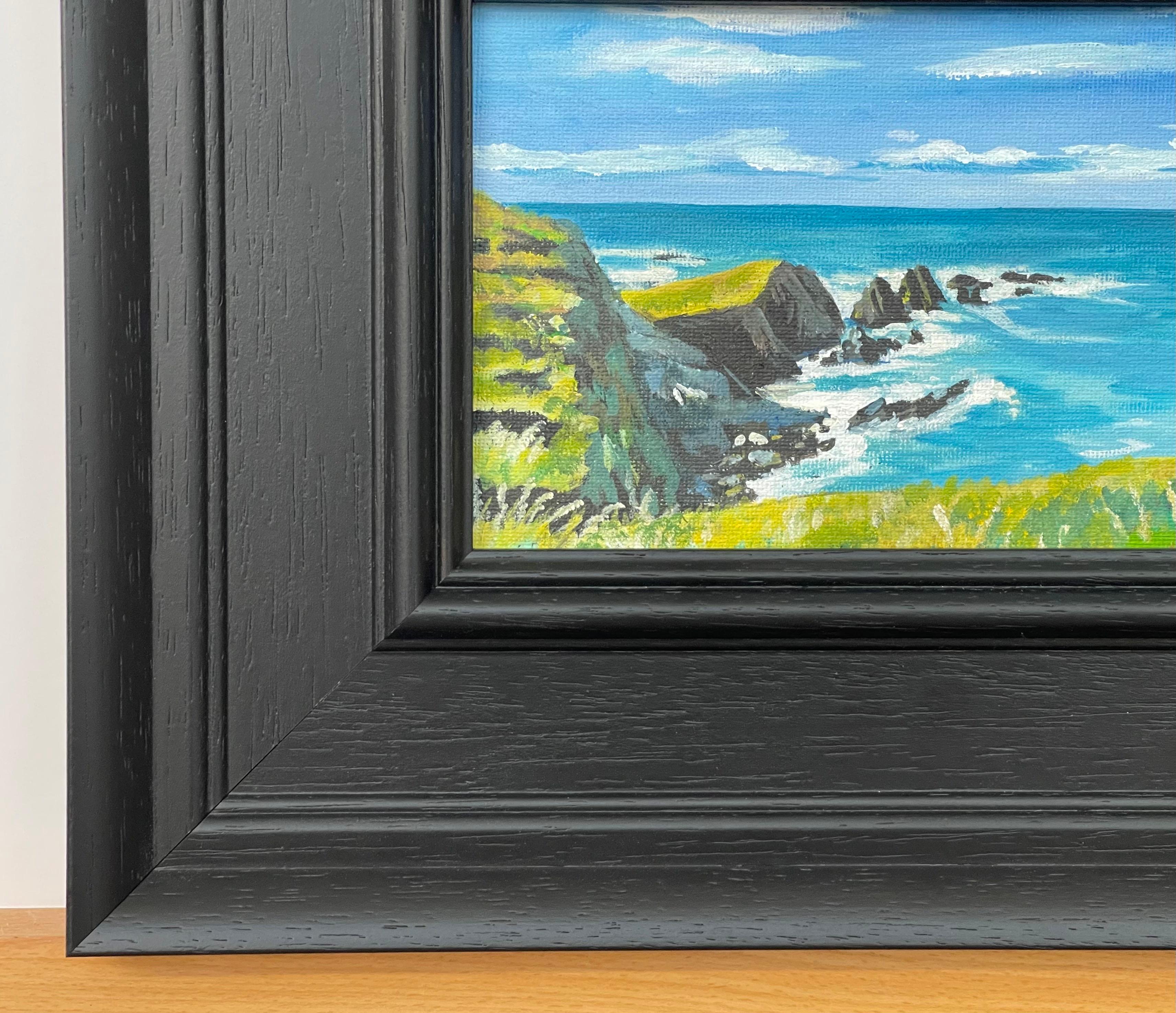 Miniature Sea Landscape Study of Devon Coastline by Contemporary British Artist For Sale 1