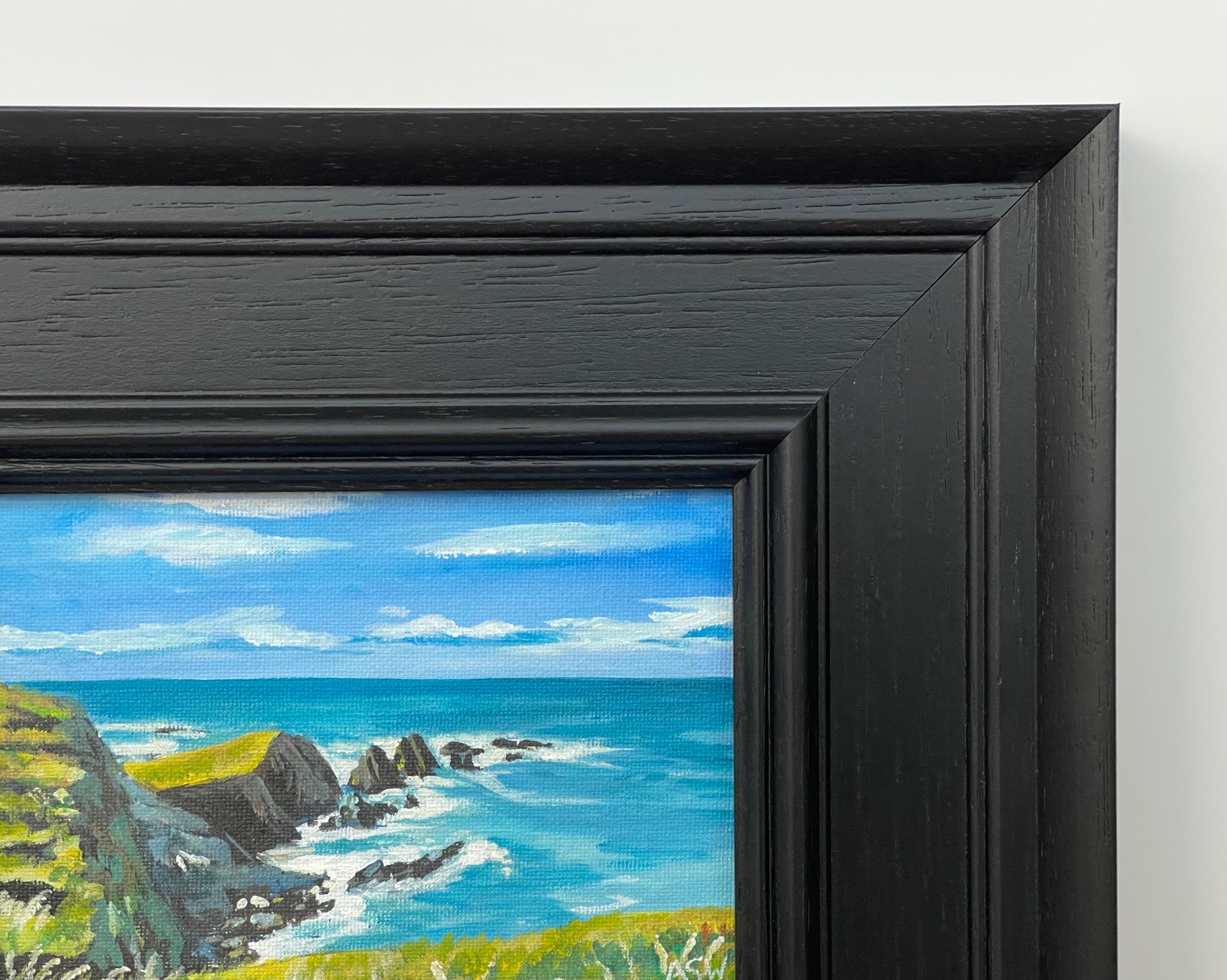 Miniature Sea Landscape Study of Devon Coastline by Contemporary British Artist For Sale 2
