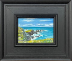 Miniature d'un paysage marin de la côte du Devon par un artiste britannique contemporain