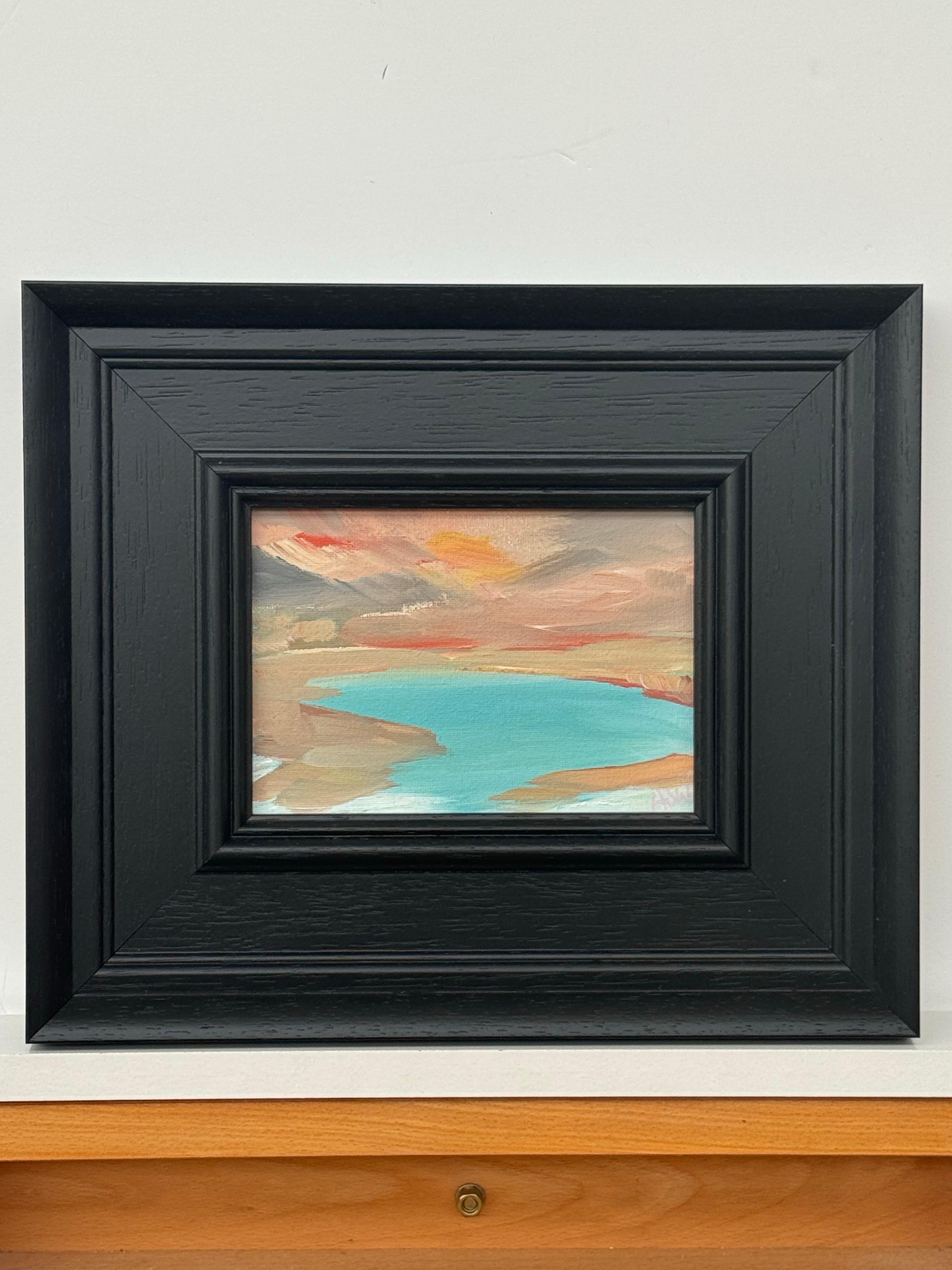 Miniature Seascape Art Study of South English Coastline by Contemporary Artist (en anglais seulement) - Contemporain Painting par Angela Wakefield