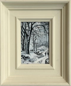 Miniature Study Central Park New York City Winter by Contemporary British Artist