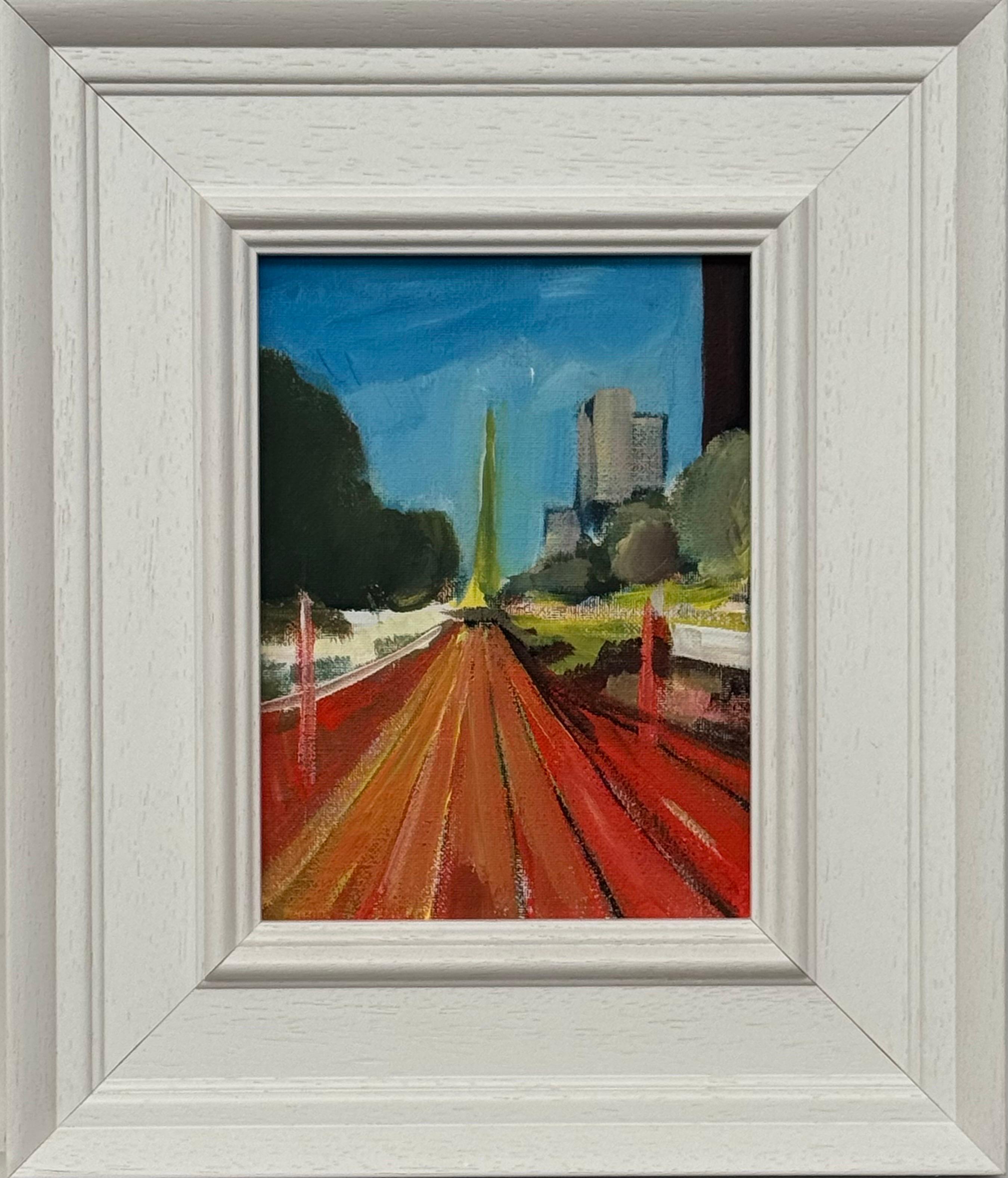 Miniaturstudie des Eiffelturms, Paris, Frankreich von einem zeitgenössischen britischen Künstler (Zeitgenössisch), Painting, von Angela Wakefield