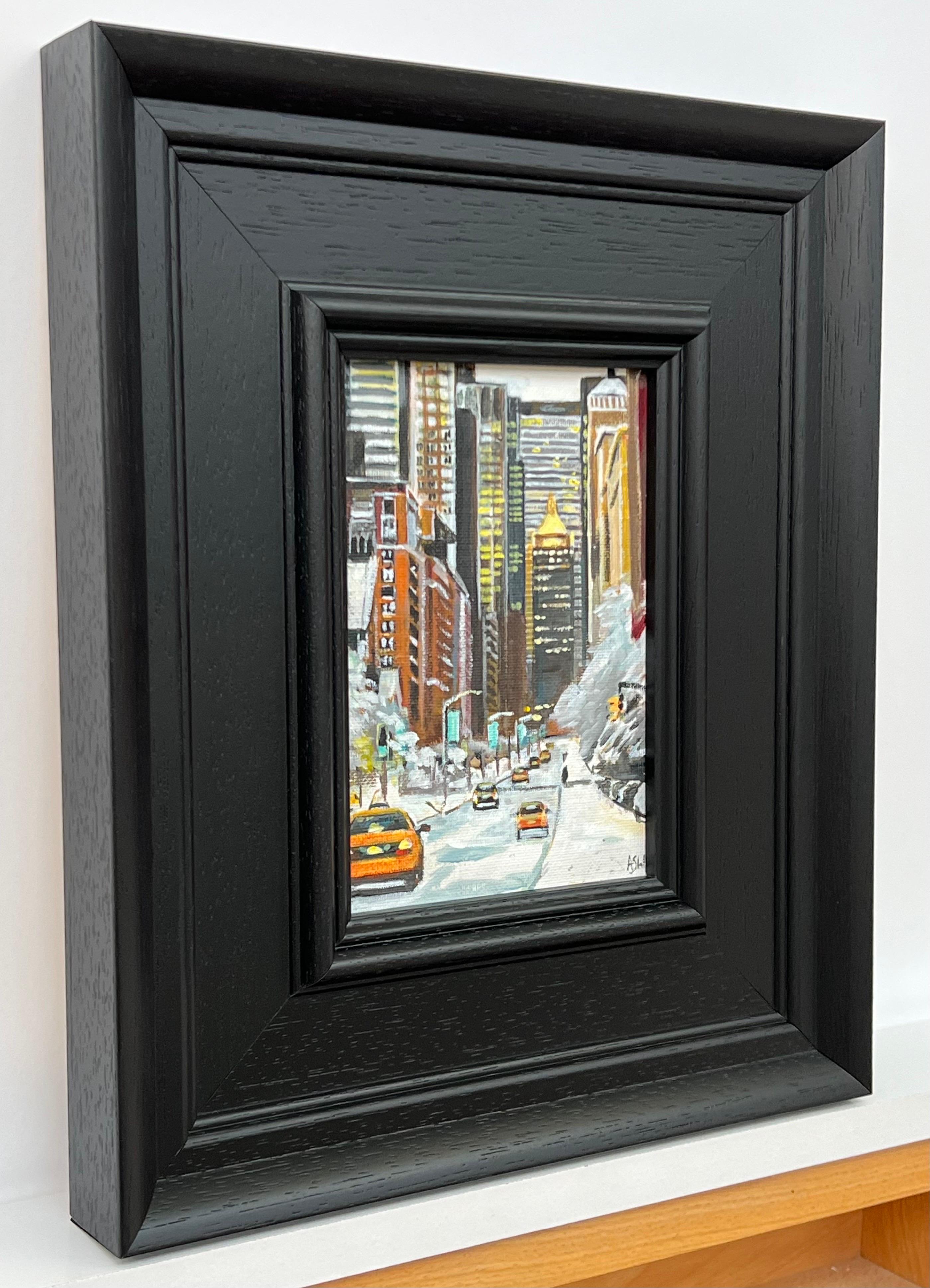 Miniature Study of New York City Street Scene with Taxis in Winter by Contemporary British Artist, Angela Wakefield

Art measures 5 x 7 inches
Frame measures 10 x 12 inches 

Angela Wakefield has twice been on the front cover of ‘Art of England’ and