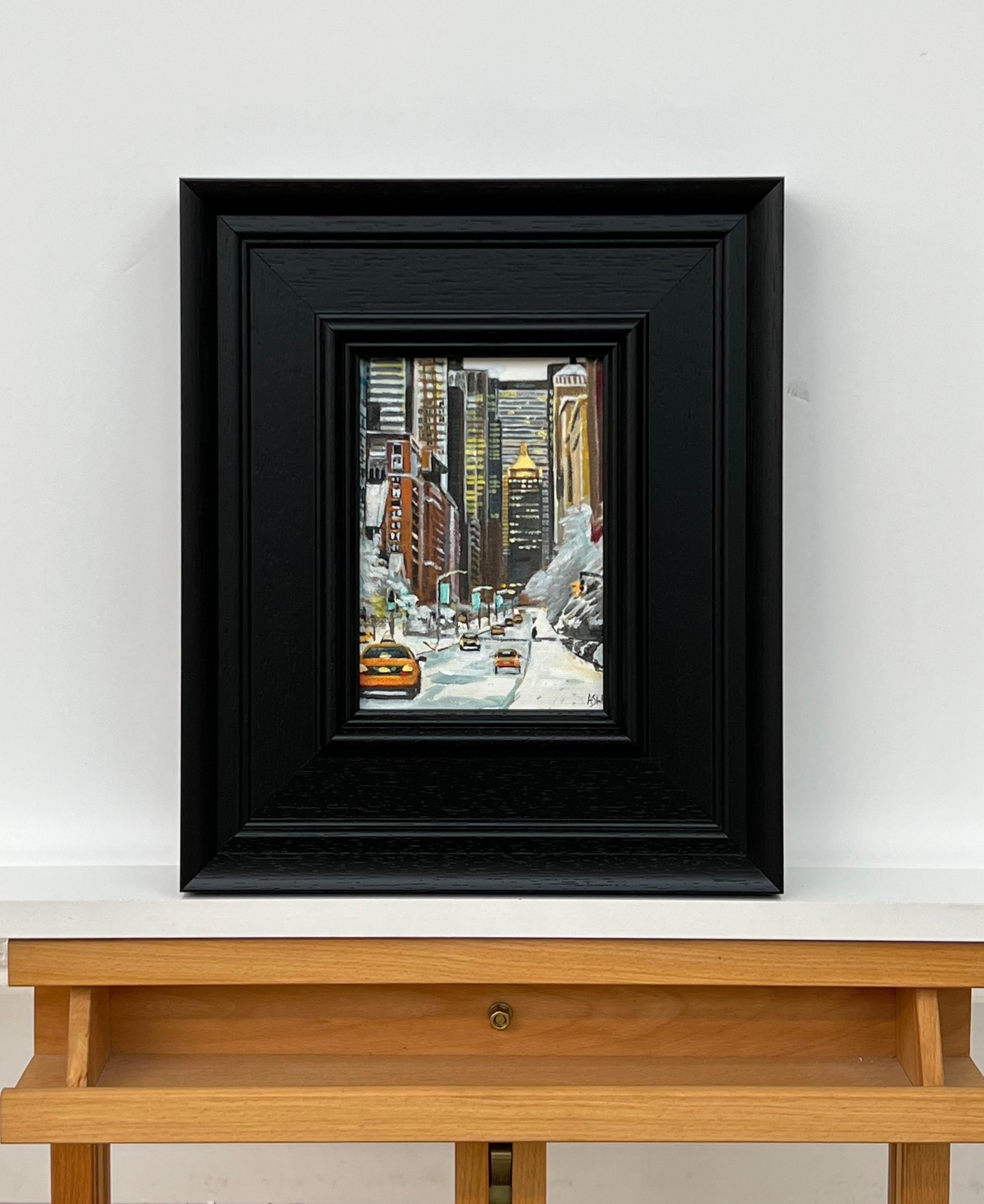 Miniature Study of New York City Street in Winter by Contemporary British Artist 1