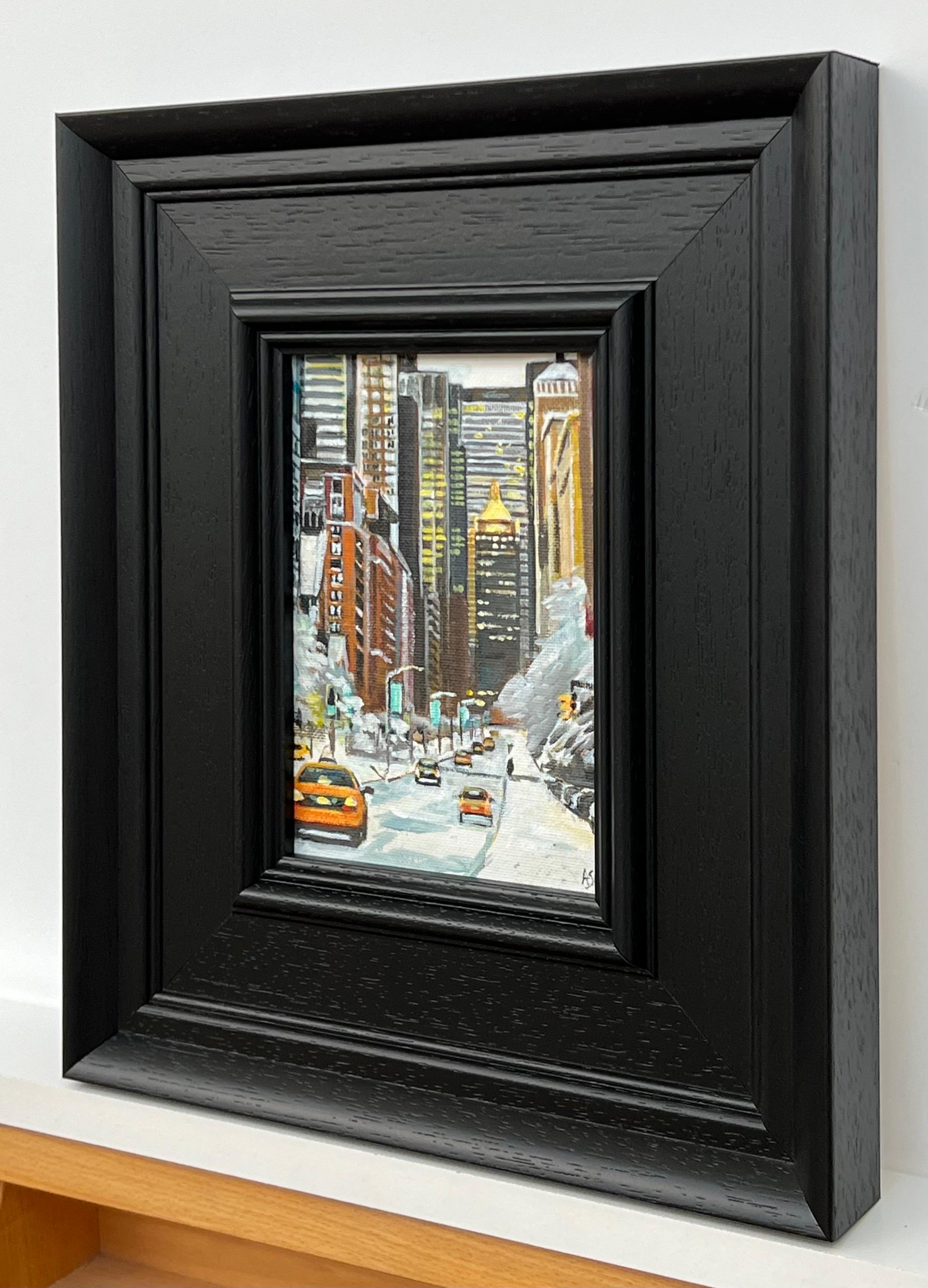 Miniature Study of New York City Street in Winter by Contemporary British Artist 2