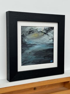 Miniature Textured Abstract Art Unique Original Painting using Blues & Blacks