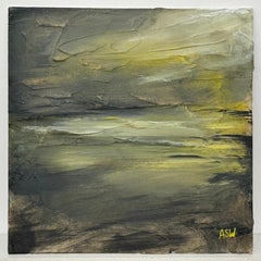 Miniature Textured Abstract Art Unique Original Painting using Green & Yellow