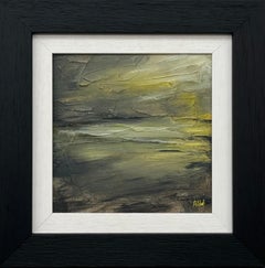 Miniature Textured Abstract Art Unique Original Painting using Green & Yellow