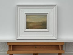 Abstrakte Miniatur-Landschaftskunst in erdigen Braun- und Grüntönen