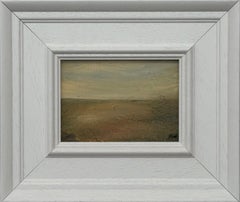 Abstrakte Miniatur-Landschaftskunst in erdigen Braun- und Grüntönen