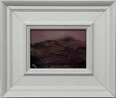 Miniature Textured Abstract Mountain Landscape Art in Moody Purple & Black