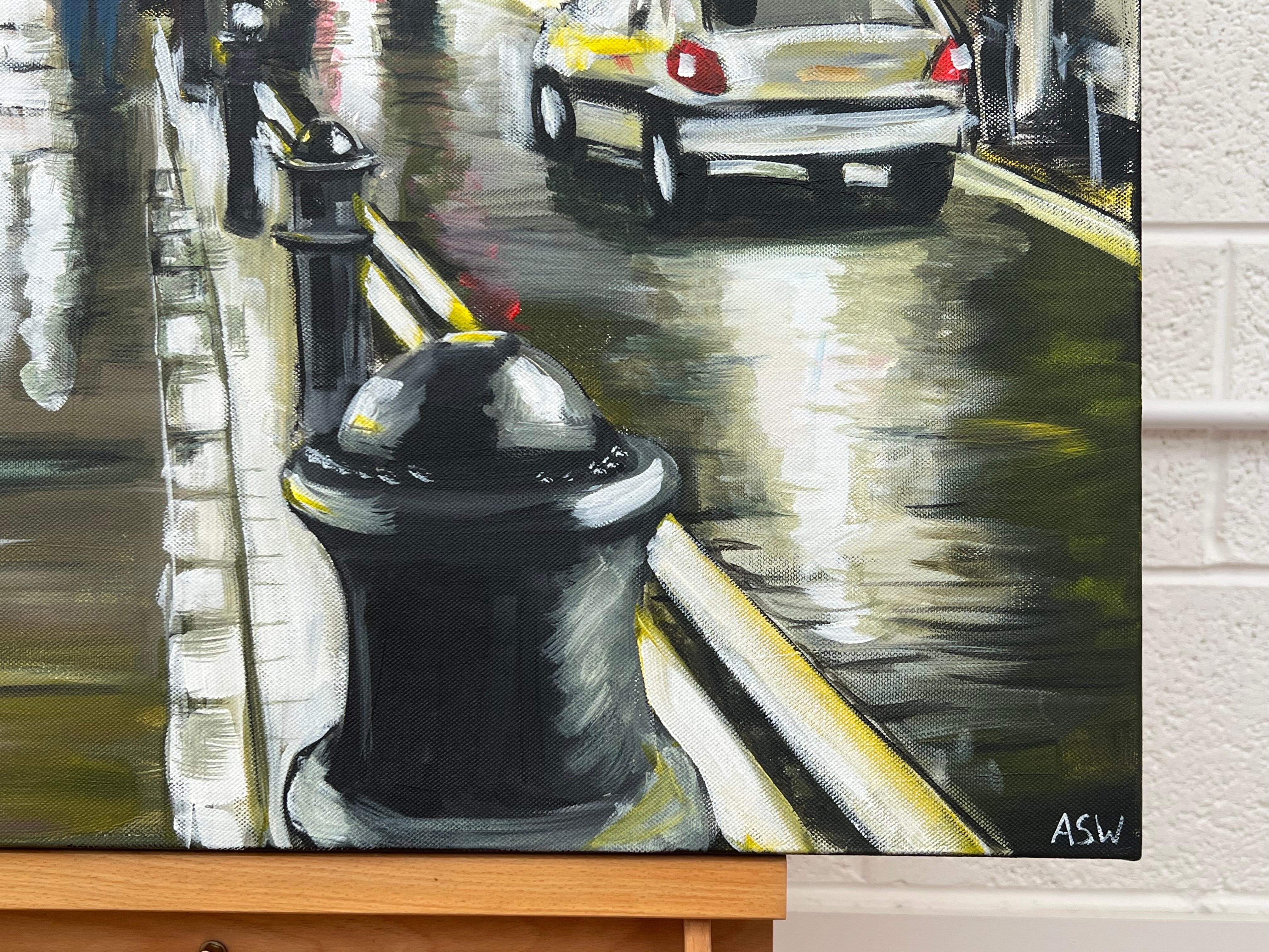 Peinture impressionniste moderne de SoHO à Londres la nuit par l'artiste paysagiste urbaine Angela Wakefield

L'œuvre d'art mesure 30 x 30 pouces 

Angela Wakefield a réalisé de nombreuses peintures de Londres au cours de la dernière décennie. La