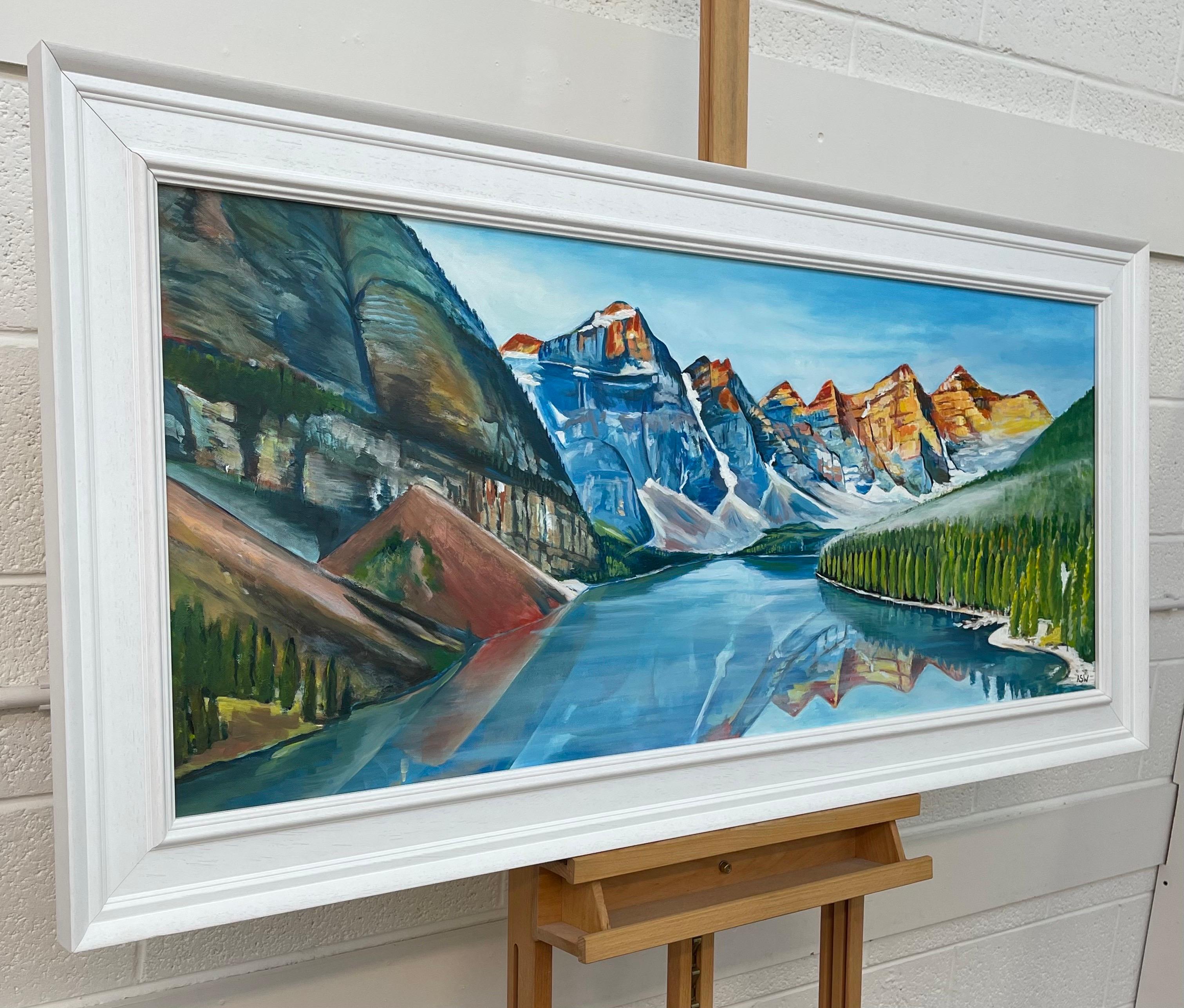 Peinture de paysage moderne du lac d'Alberta, Canada, par un artiste contemporain en vente 7