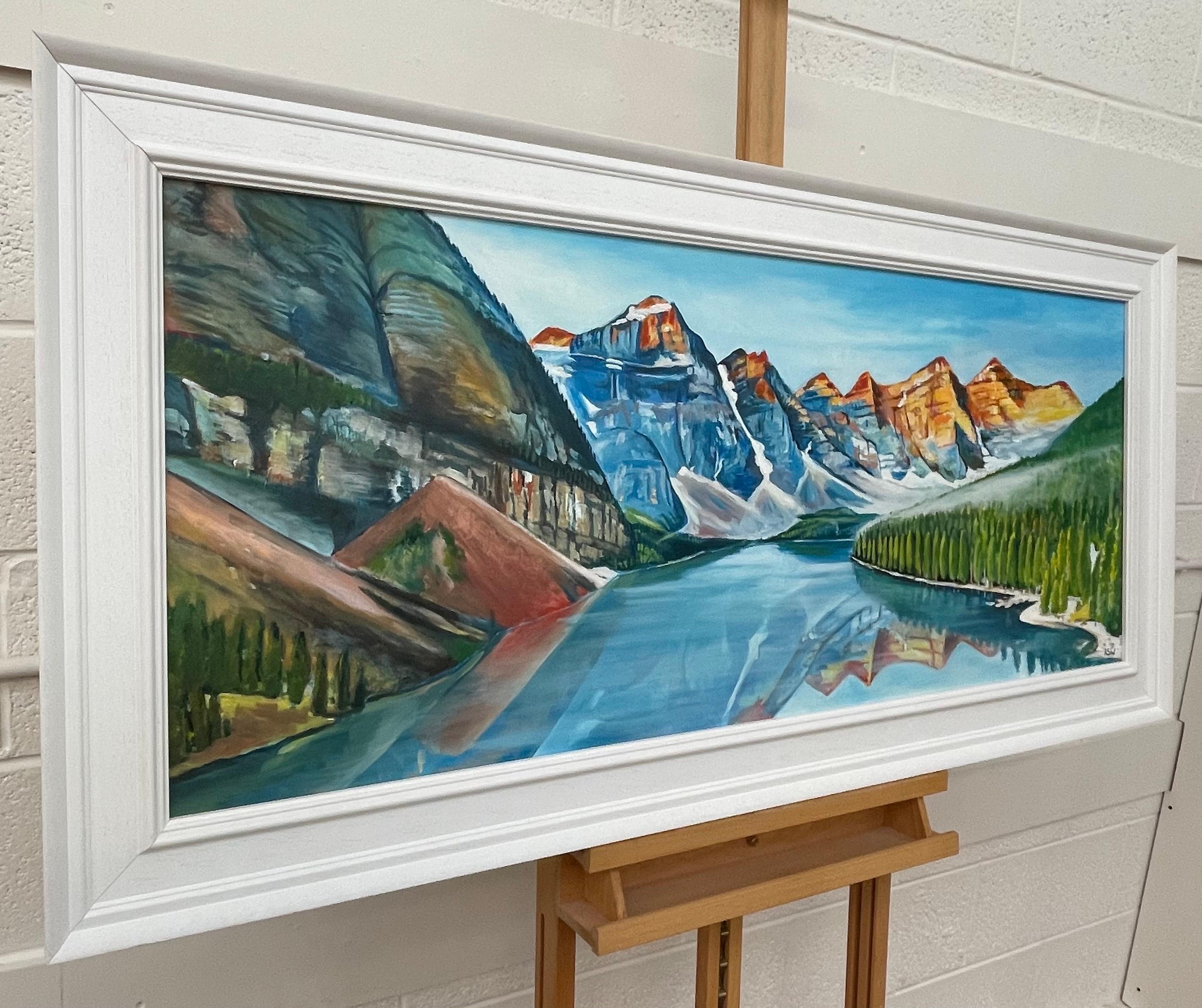 Peinture de paysage moderne du lac d'Alberta, Canada, par un artiste contemporain - Painting de Angela Wakefield