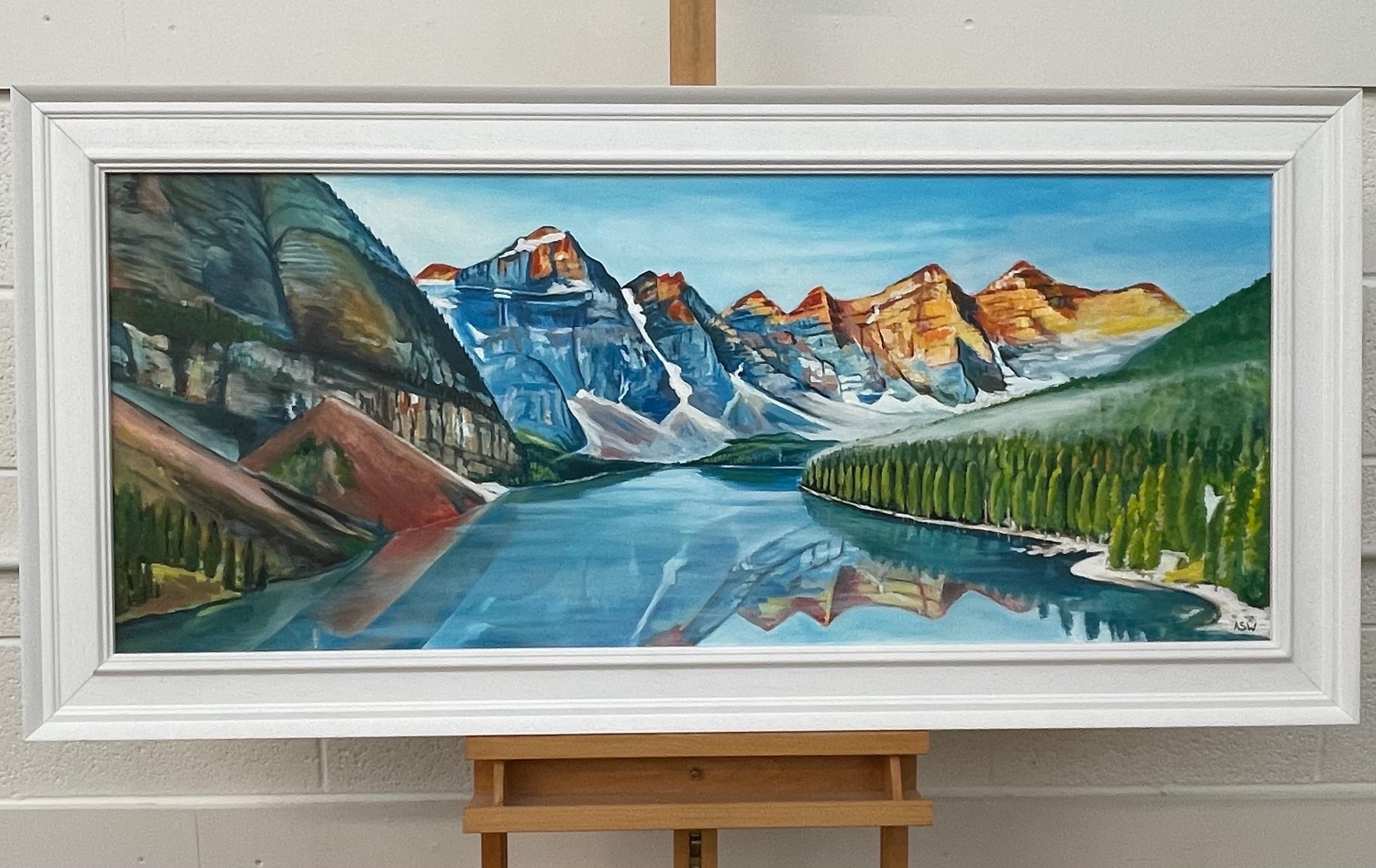 Peinture de paysage moderne du lac d'Alberta, Canada, par un artiste contemporain - Contemporain Painting par Angela Wakefield