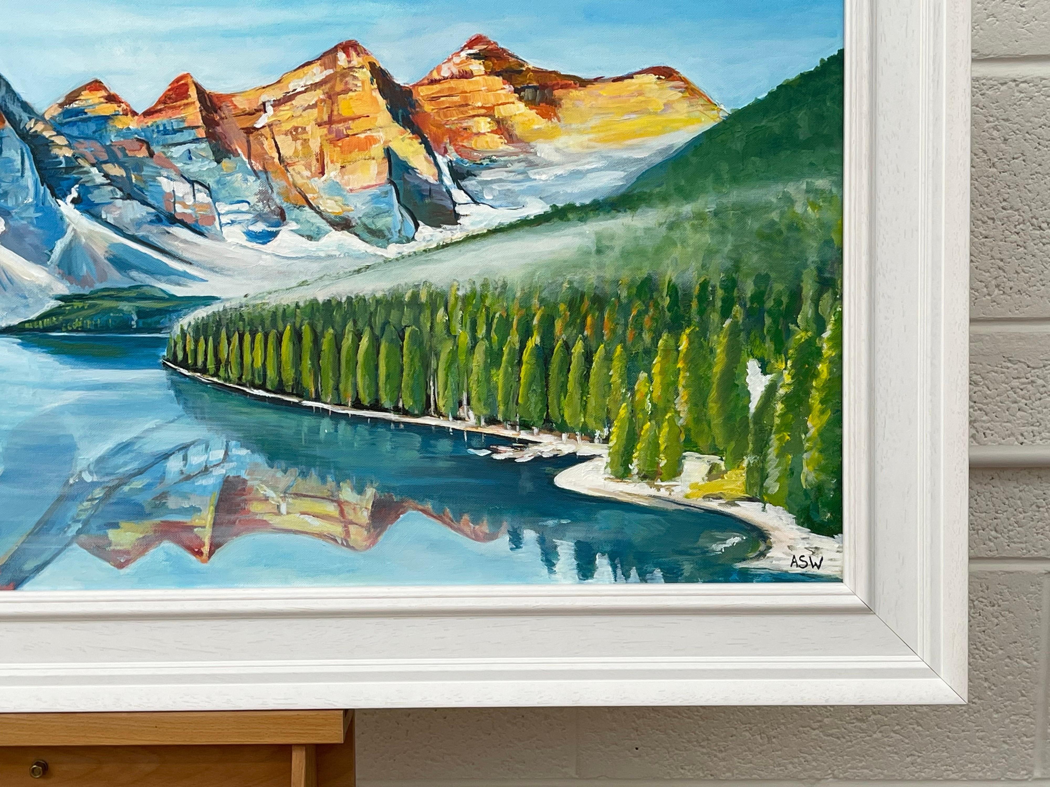 Modern Landscape Painting of Lake Moraine in Lake Alberta Canada by Contemporary Artist

Art measures 40 x 20 inches
Frame measures 46 x 26 inches (framed in a high quality modern white moulding) 

Angela Wakefield has twice been on the front cover