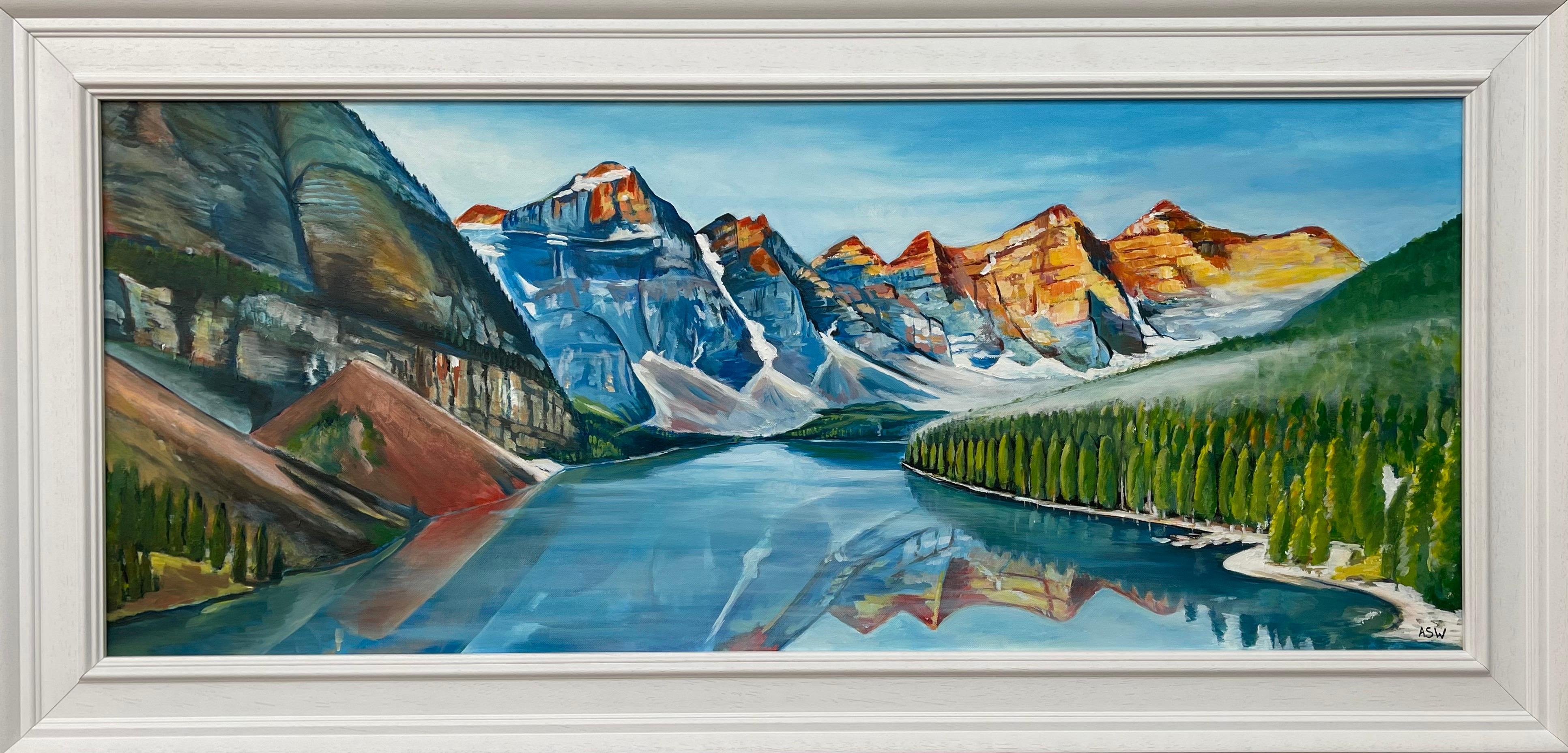 Abstract Painting Angela Wakefield - Peinture de paysage moderne du lac d'Alberta, Canada, par un artiste contemporain
