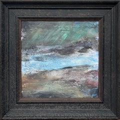 The Theful Art Green & Greene Greene - Art de paysage abstrait d'aurores boréales d'Islande avec vert, bleu et noir