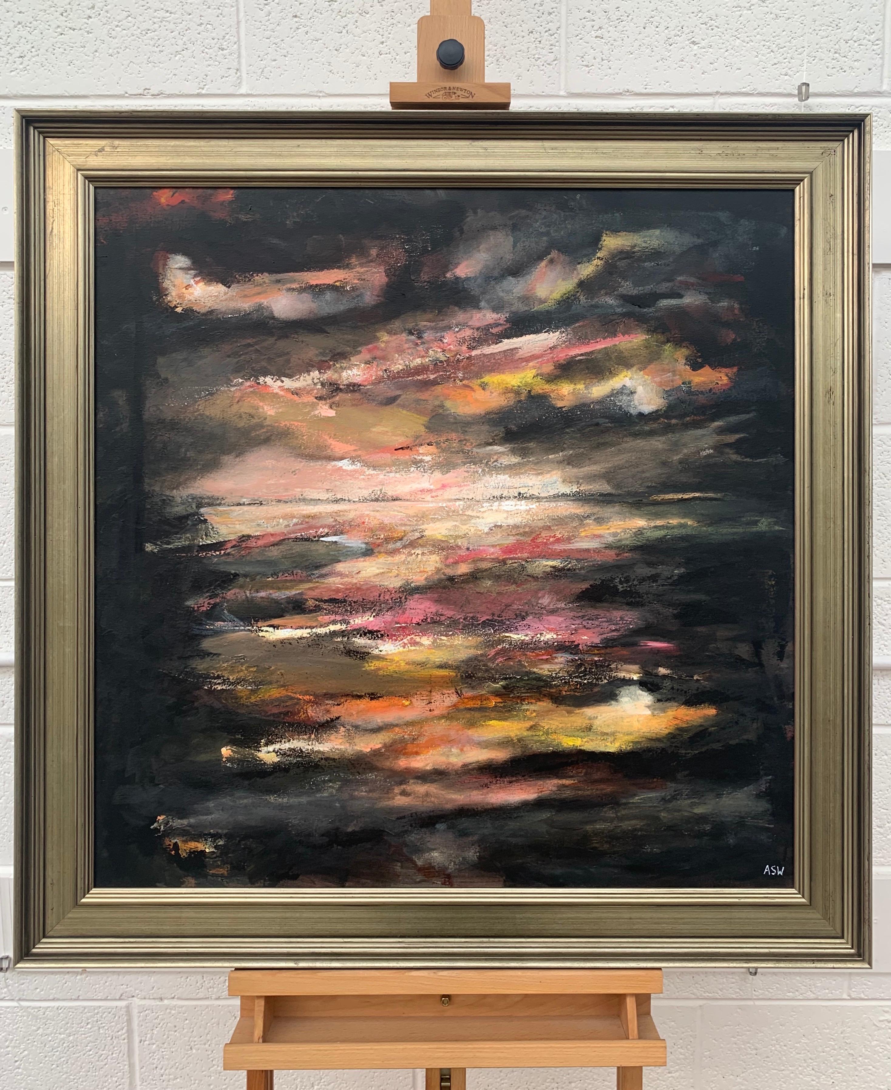 Art de paysage marin abstrait atmosphérique de la baie de Moonlight par un artiste britannique contemporain en vente 2