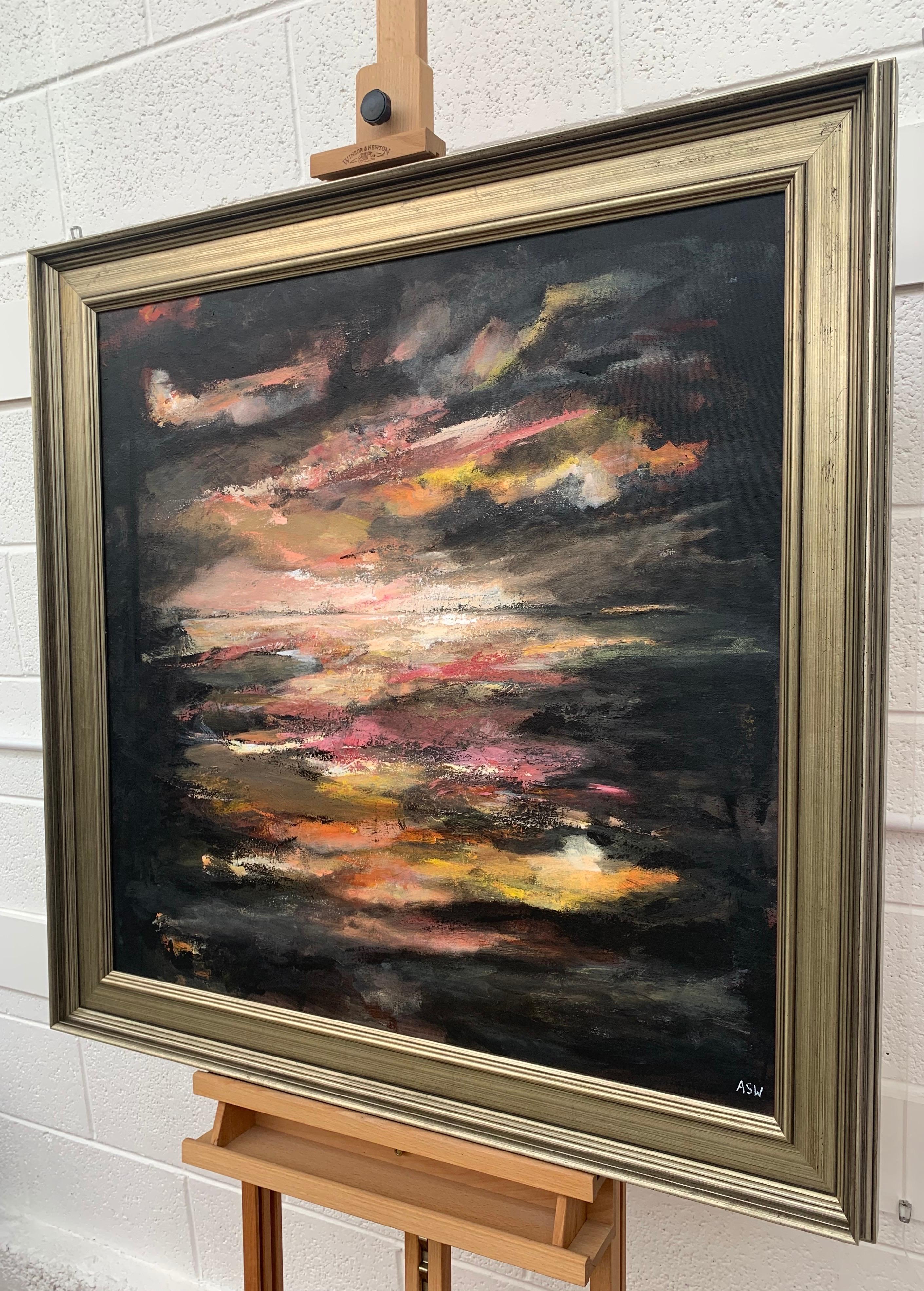Art de paysage marin abstrait atmosphérique de la baie de Moonlight par un artiste britannique contemporain en vente 3