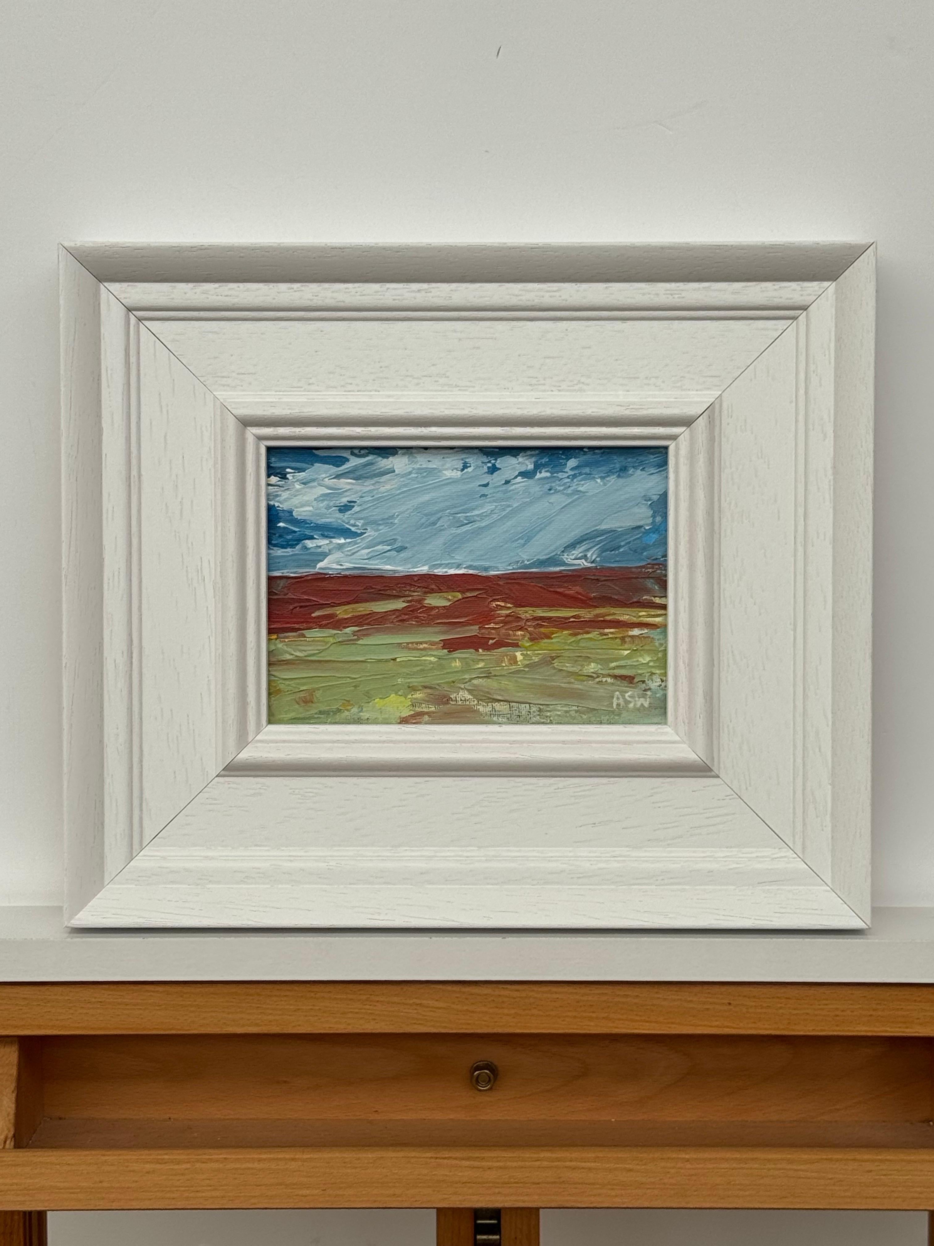 Luz de páramo - Estudio artístico de paisaje abstracto en miniatura por un artista contemporáneo - Painting Contemporáneo de Angela Wakefield