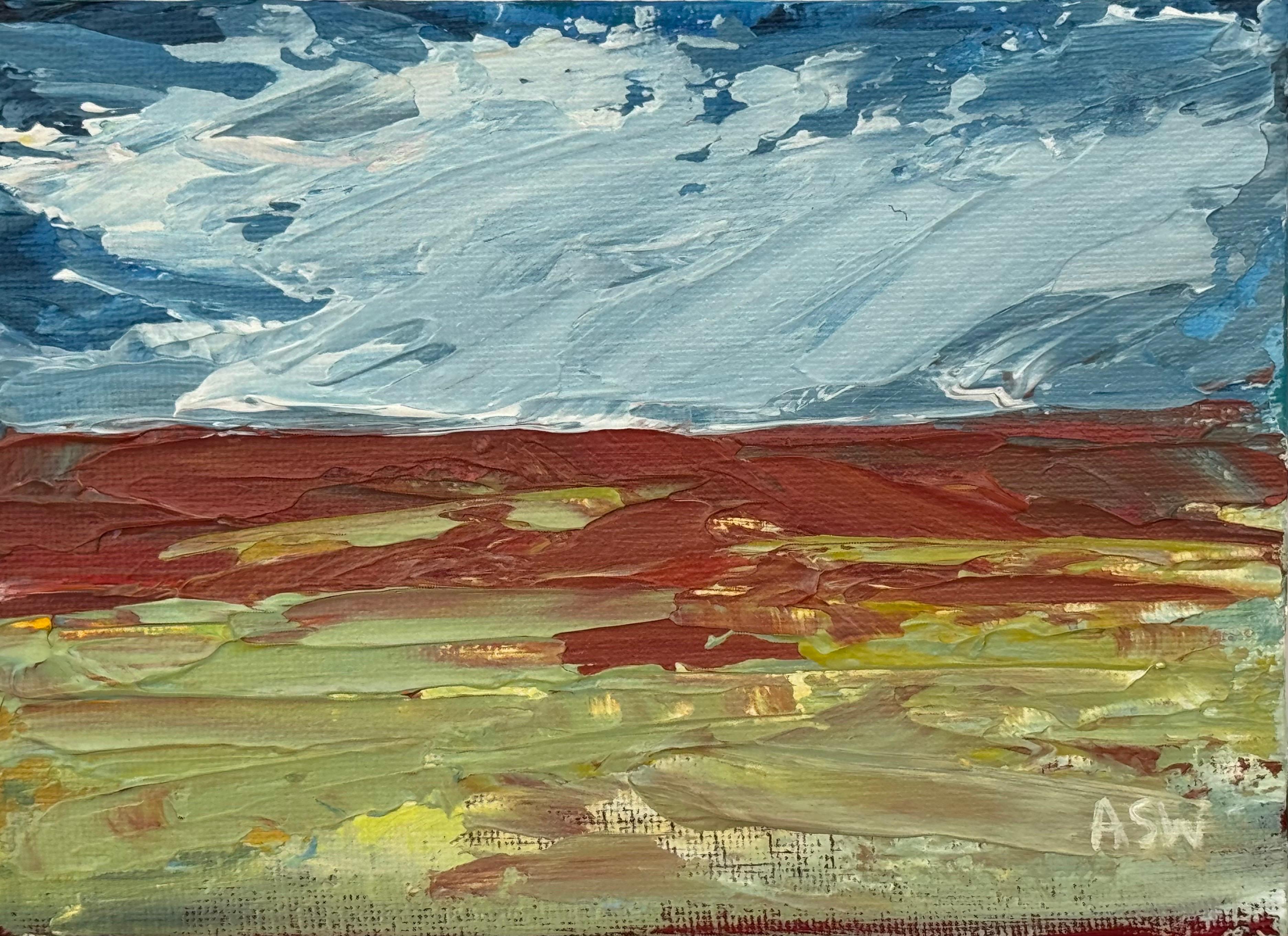 Luz de páramo - Estudio artístico de paisaje abstracto en miniatura por un artista contemporáneo en venta 2