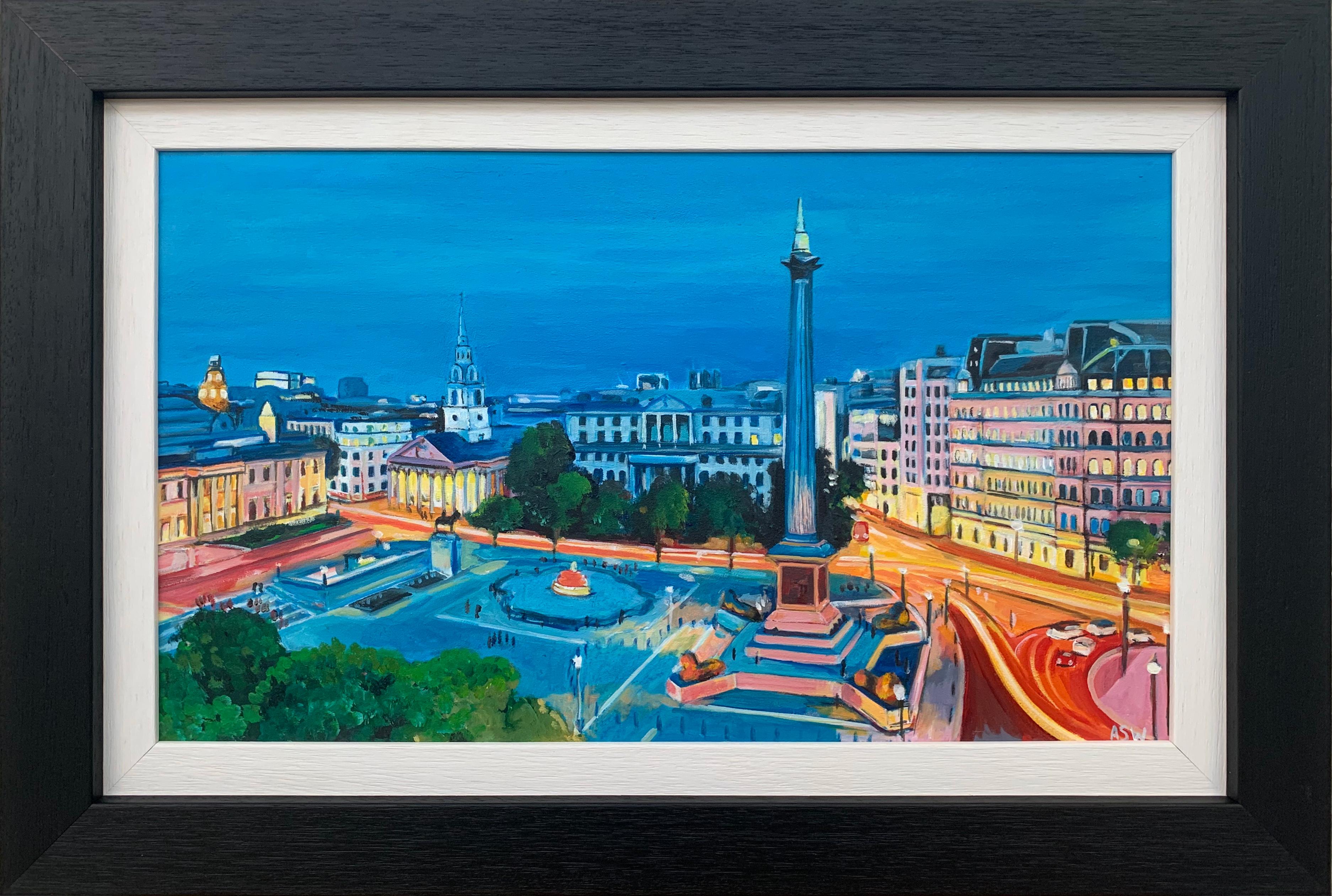 Angela Wakefield Landscape Painting - Nelson's Column Trafalgar Square Westminster London Contemporary British Artist