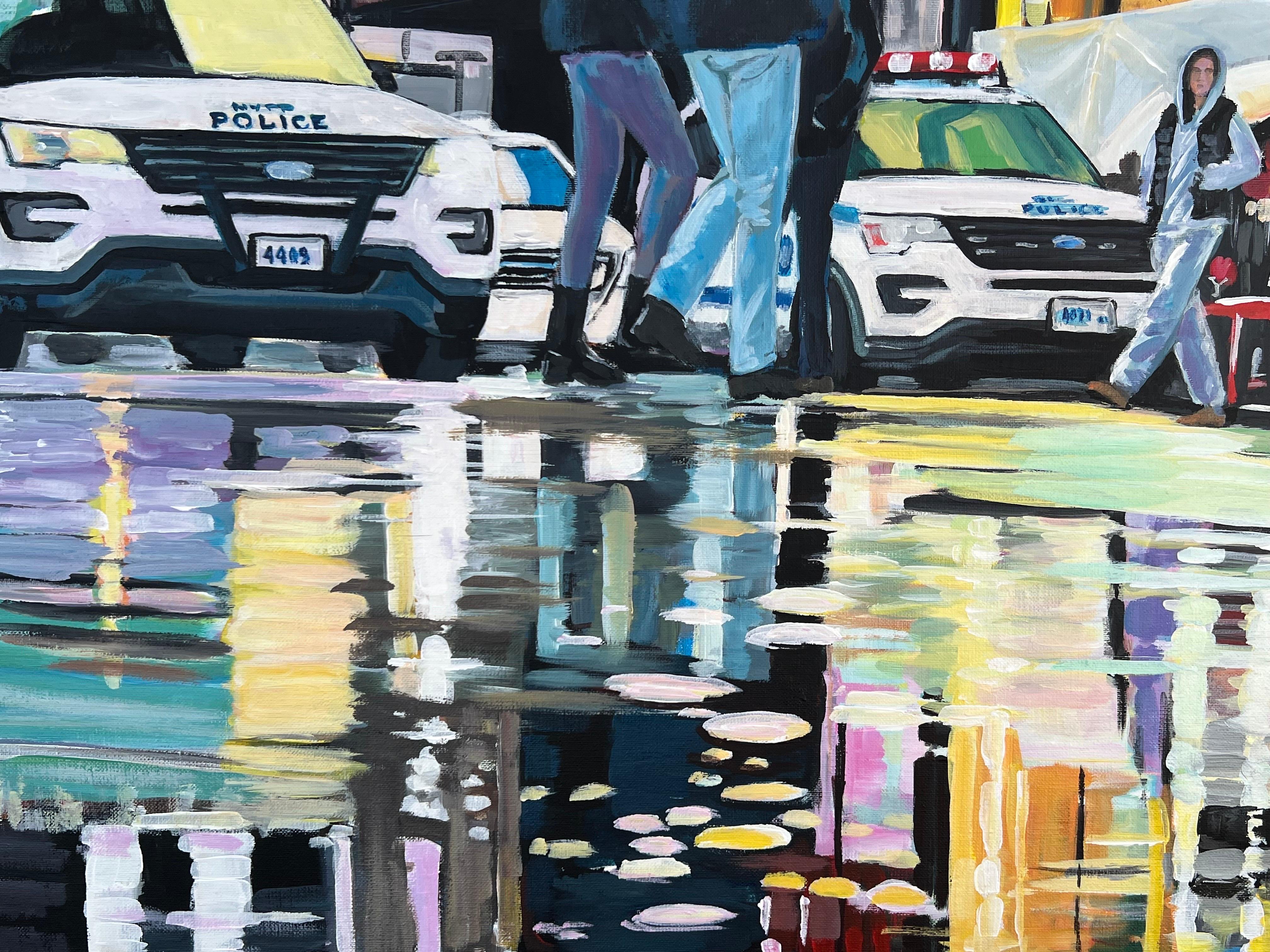 Neon Reflections in the New York City Rain by Contemporary British Urban Artist For Sale 7