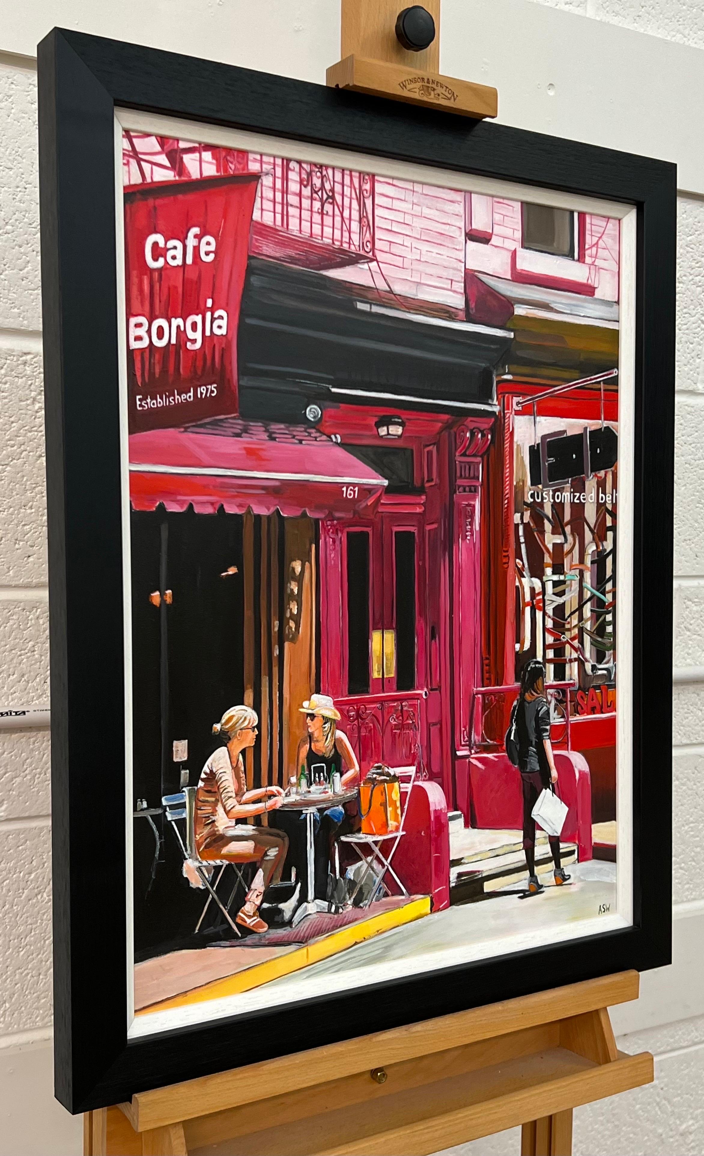 Cafe Borgia de New York avec des figures féminines par un artiste britannique contemporain - Young British Artists (YBA) Painting par Angela Wakefield