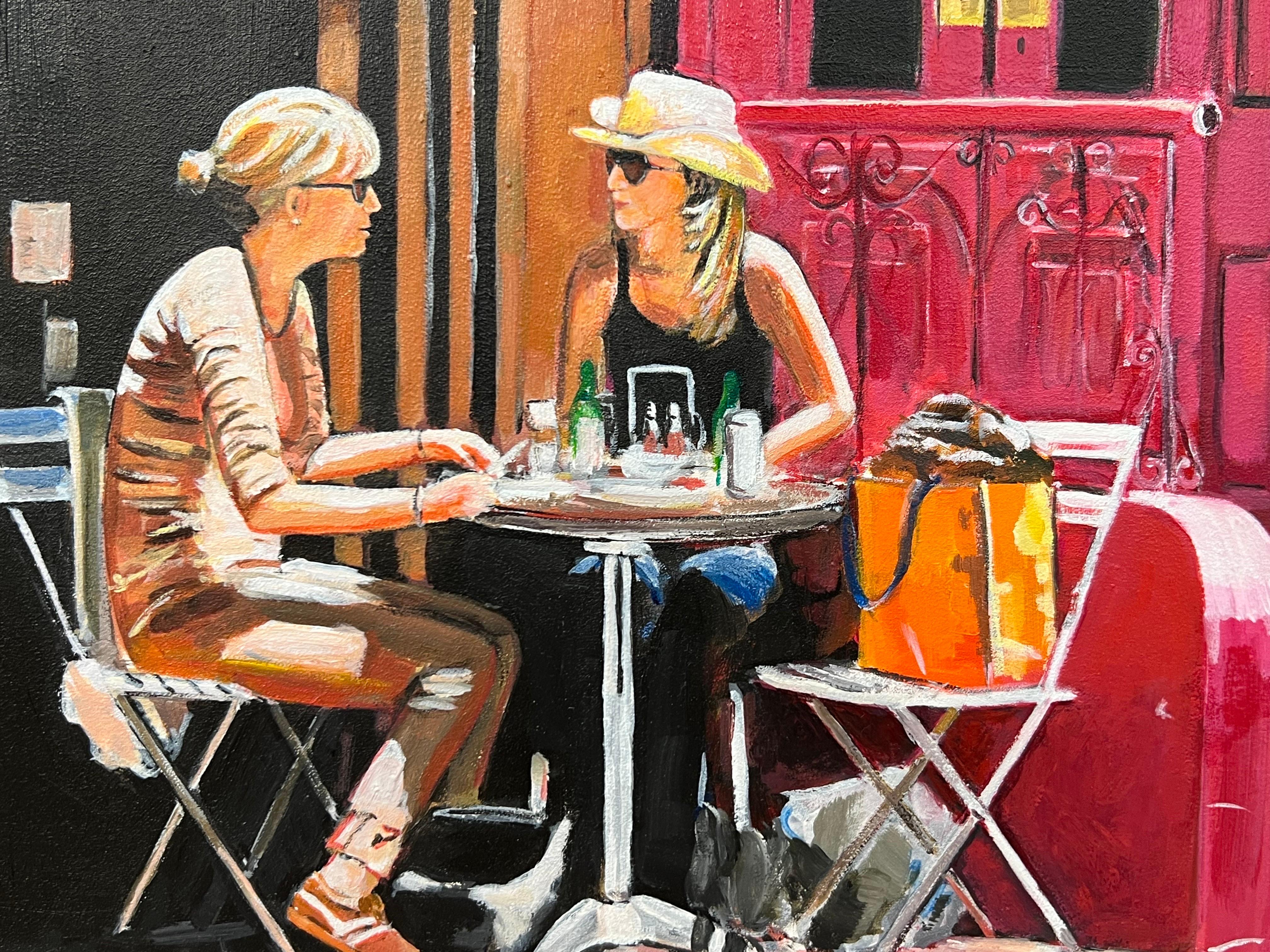 New York City Cafe Borgia with Female Figures by Contemporary British Artist For Sale 1