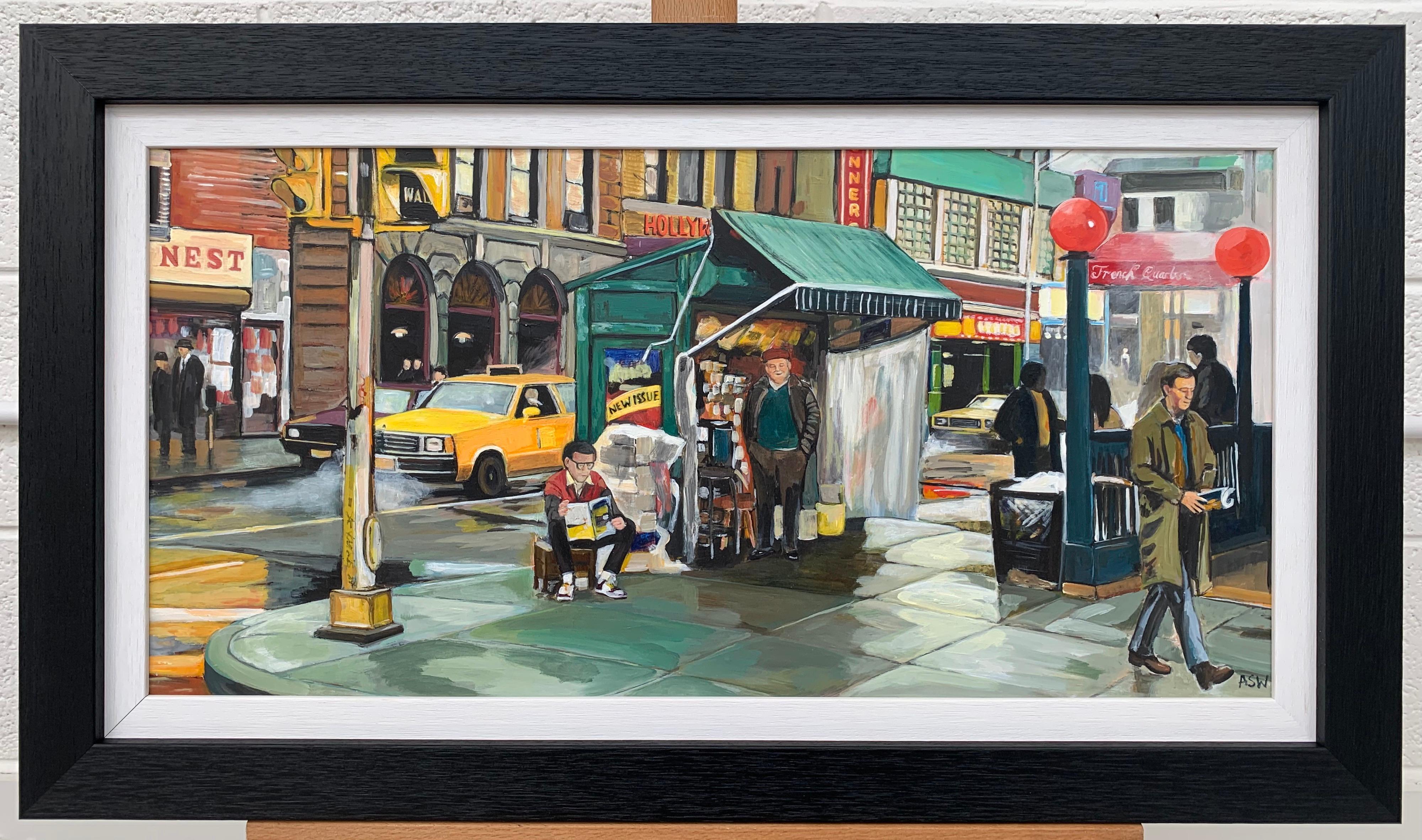 Scène de rue de la ville de New York peinte par un grand artiste contemporain britannique - Painting de Angela Wakefield