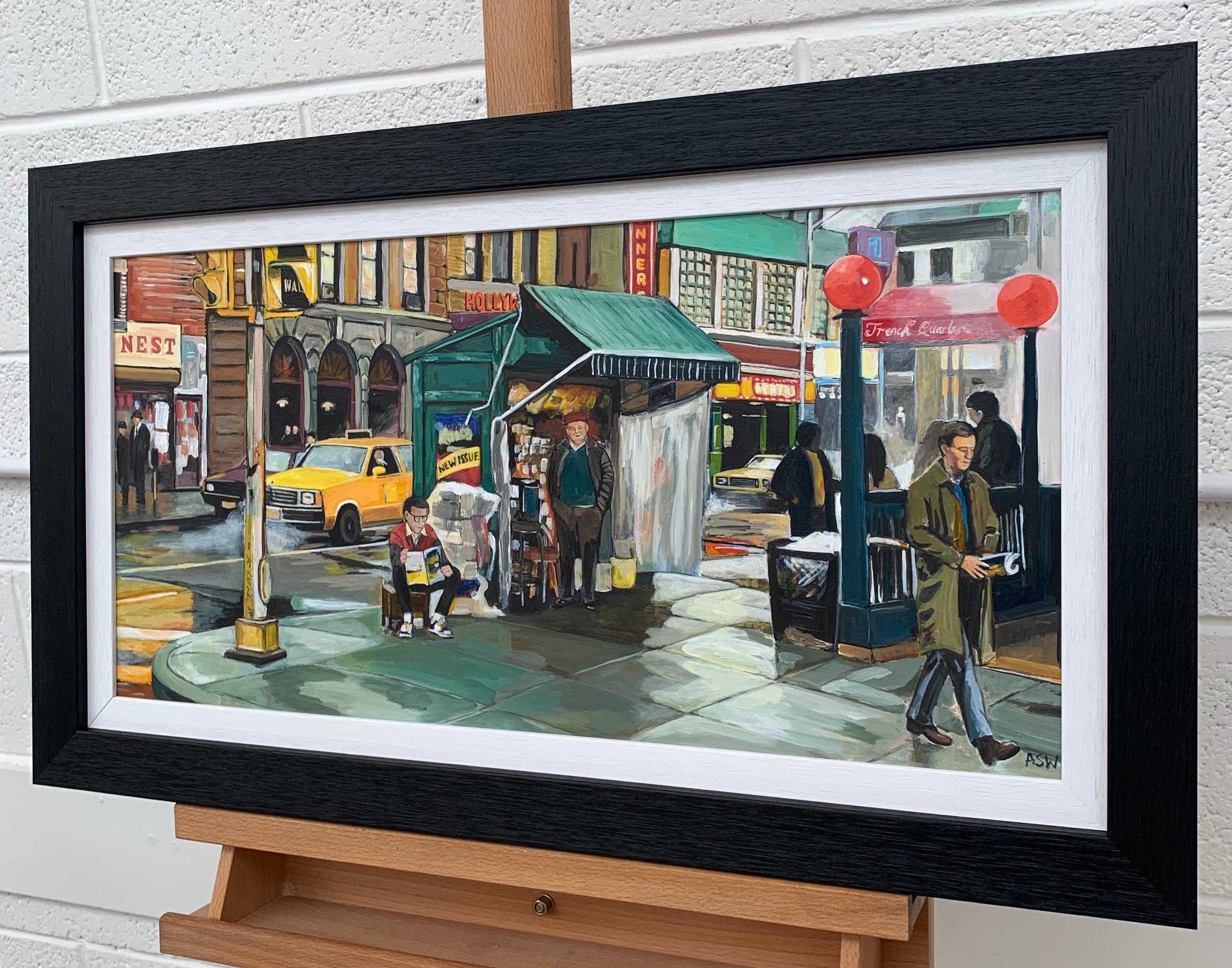 New York City Street Scene Painting by Leading British Contemporary Artist - Gray Landscape Painting by Angela Wakefield