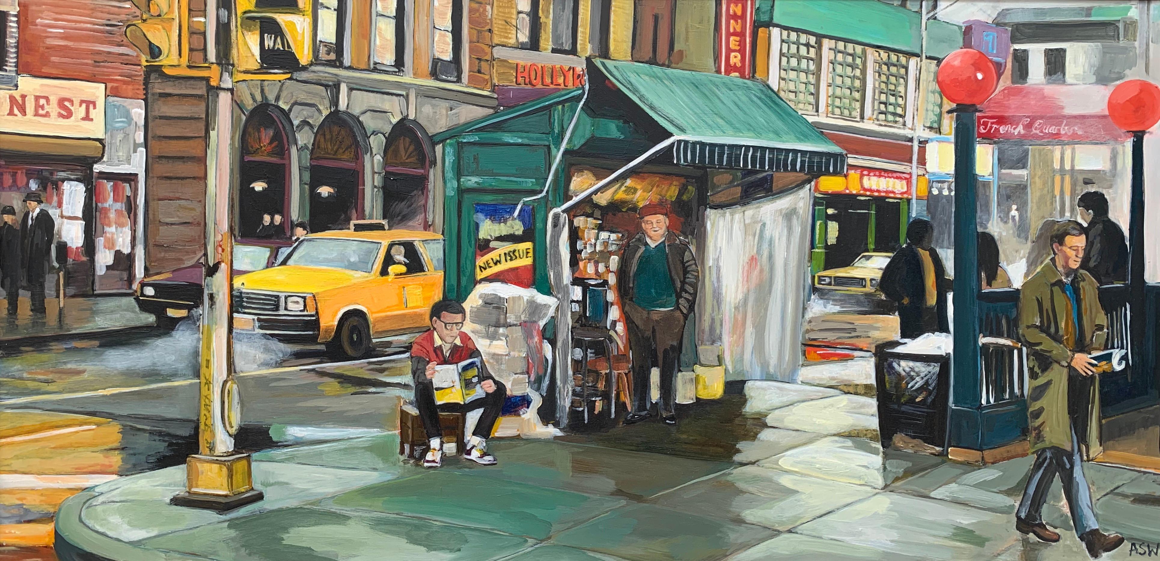 Scène de rue de la ville de New York peinte par un grand artiste contemporain britannique en vente 1