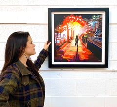 New York Sunshine Figurative Cityscape Painting Artista británico de paisajes urbanos