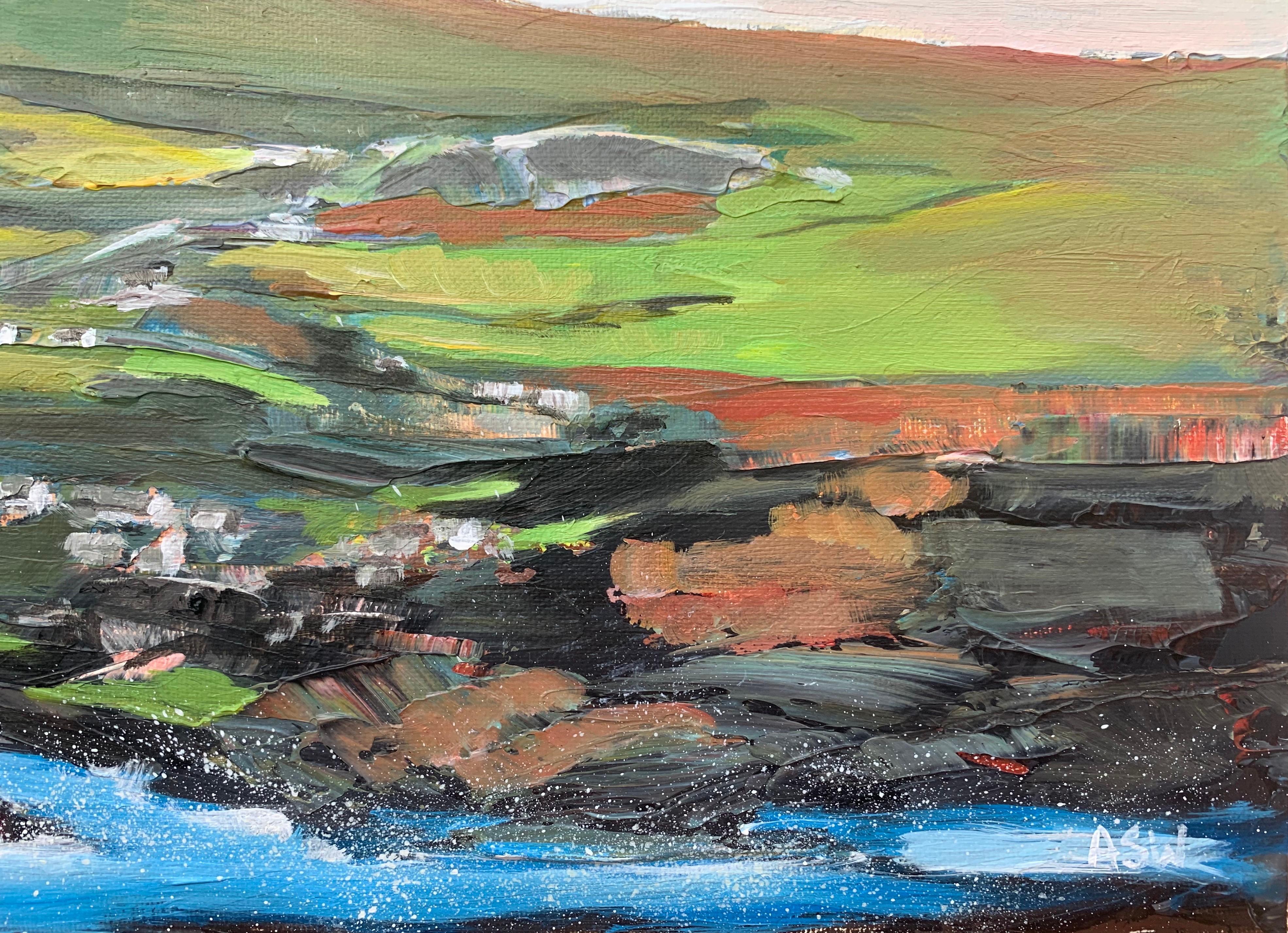 Original Abstract Landscape Painting of the Scottish Highlands by British Artist For Sale 9
