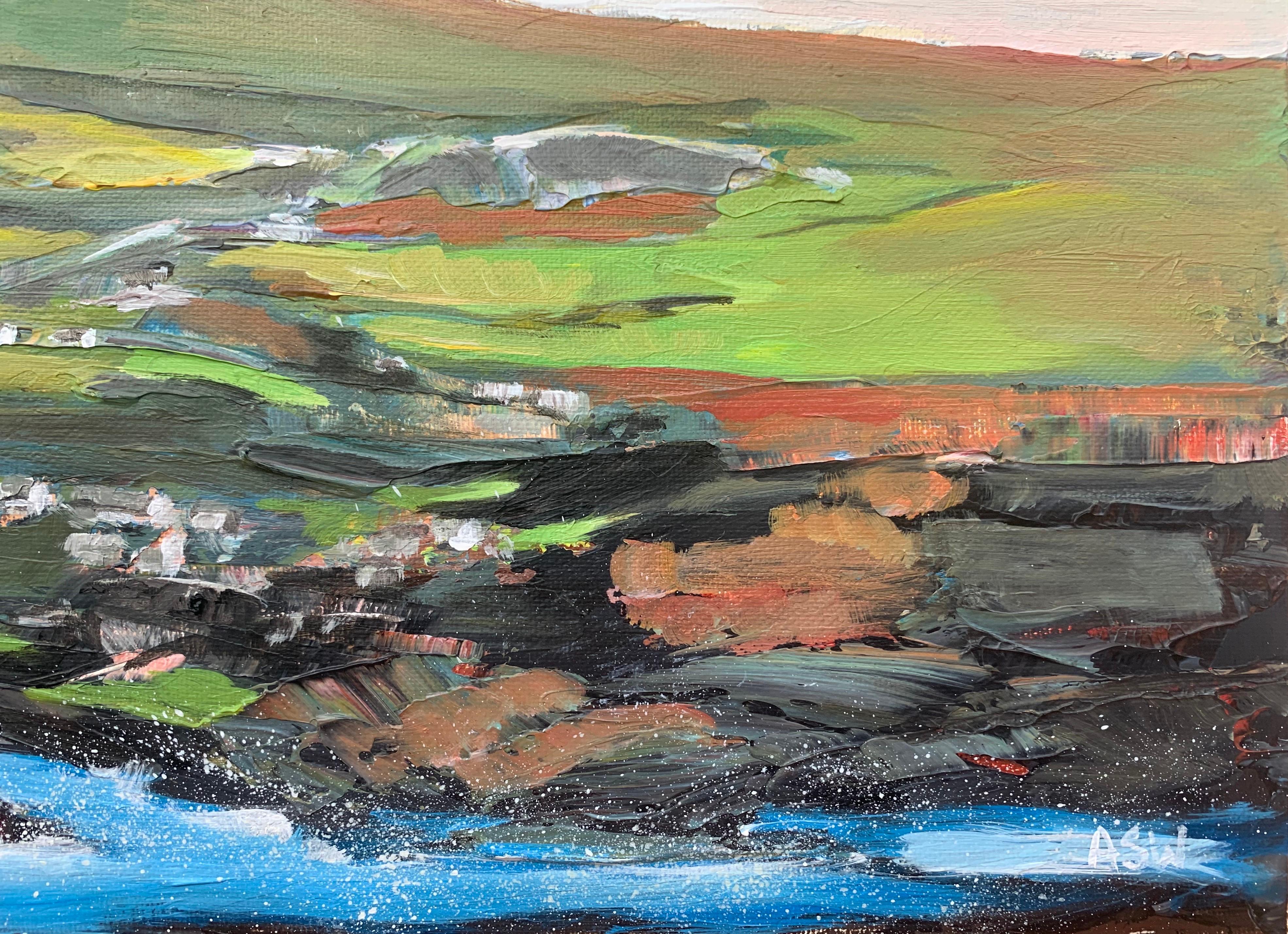 Paisaje abstracto original de las Tierras Altas de Escocia por un artista británico en venta 8