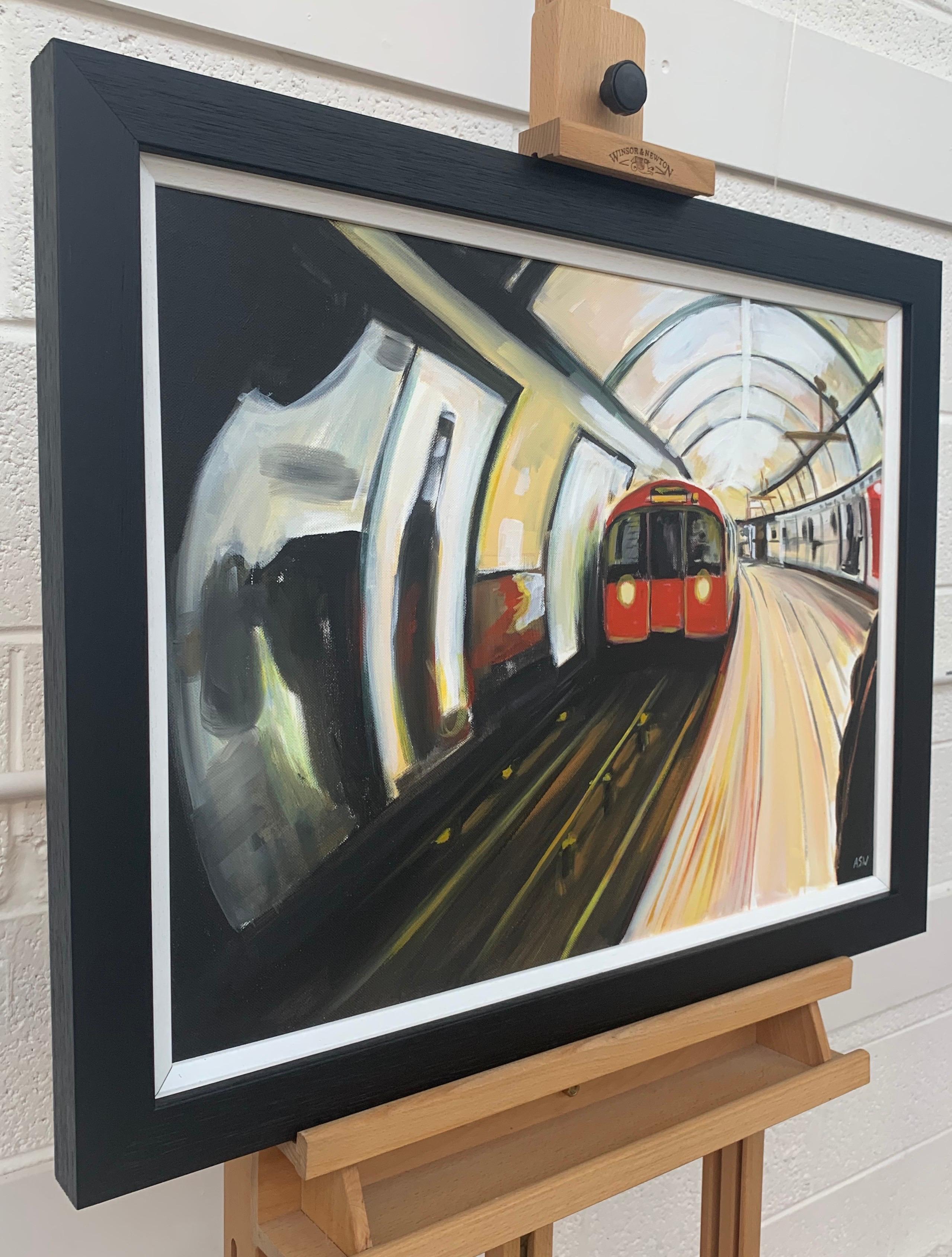 Originalgemälde der Londoner U-Bahn von zeitgenössischem Stadtkünstler – Painting von Angela Wakefield