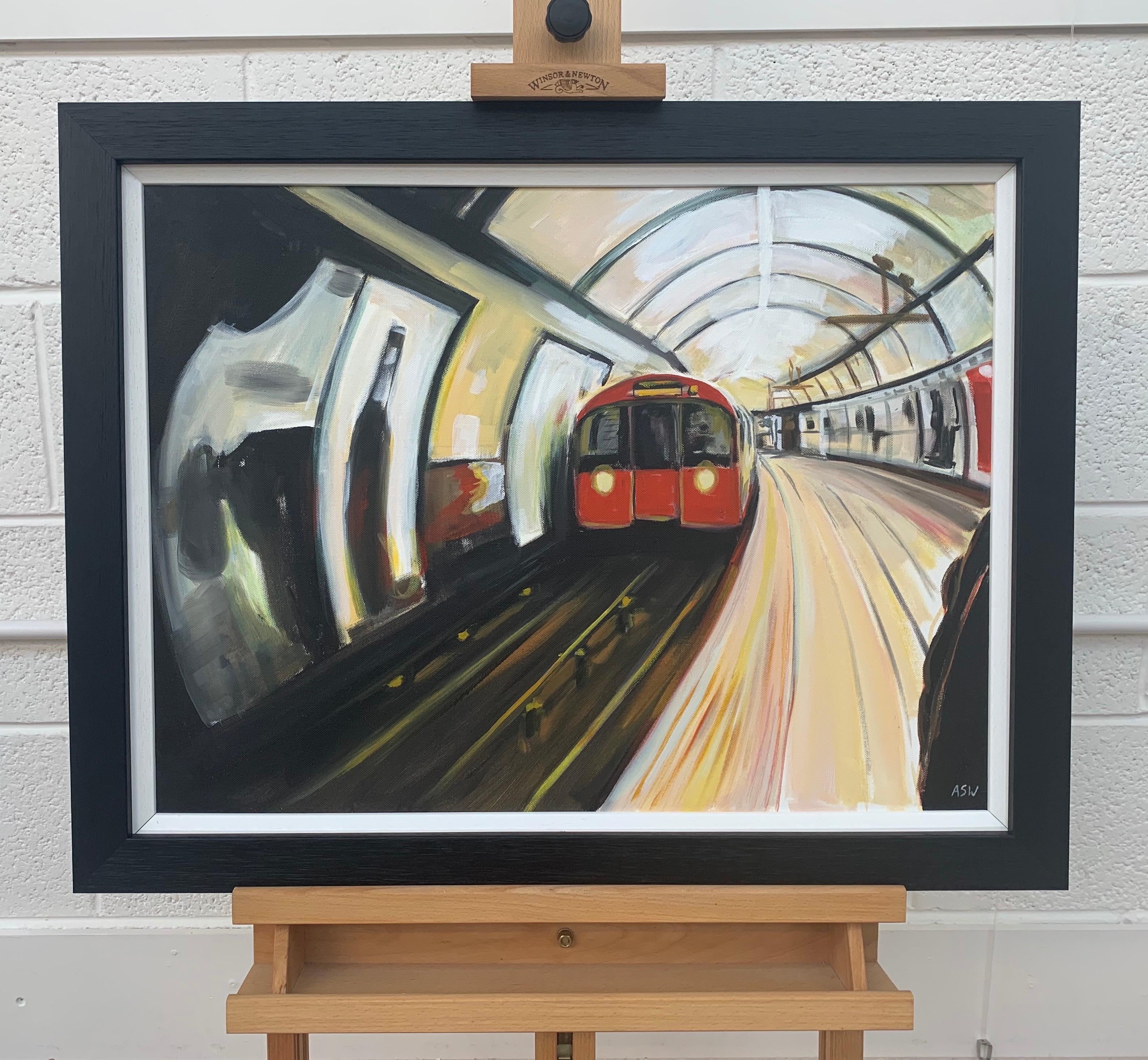 Originalgemälde der Londoner U-Bahn von zeitgenössischem Stadtkünstler (Zeitgenössisch), Painting, von Angela Wakefield